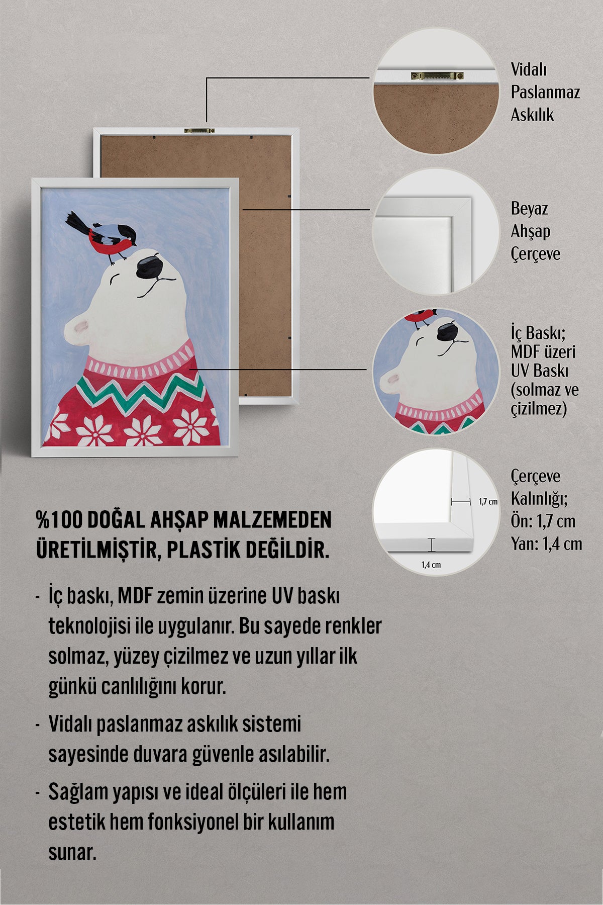 HOMEPACK Ahşap Çerçeveli Tablo Çerçeveli Poster Sanatsal Modern Duvar Dekoru BEK-8129