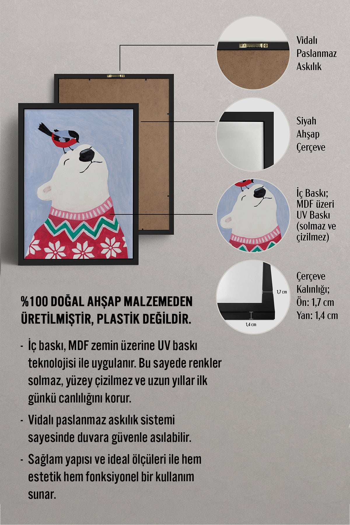 HOMEPACK Ahşap Çerçeveli Tablo Çerçeveli Poster Sanatsal Modern Duvar Dekoru BEK-8129