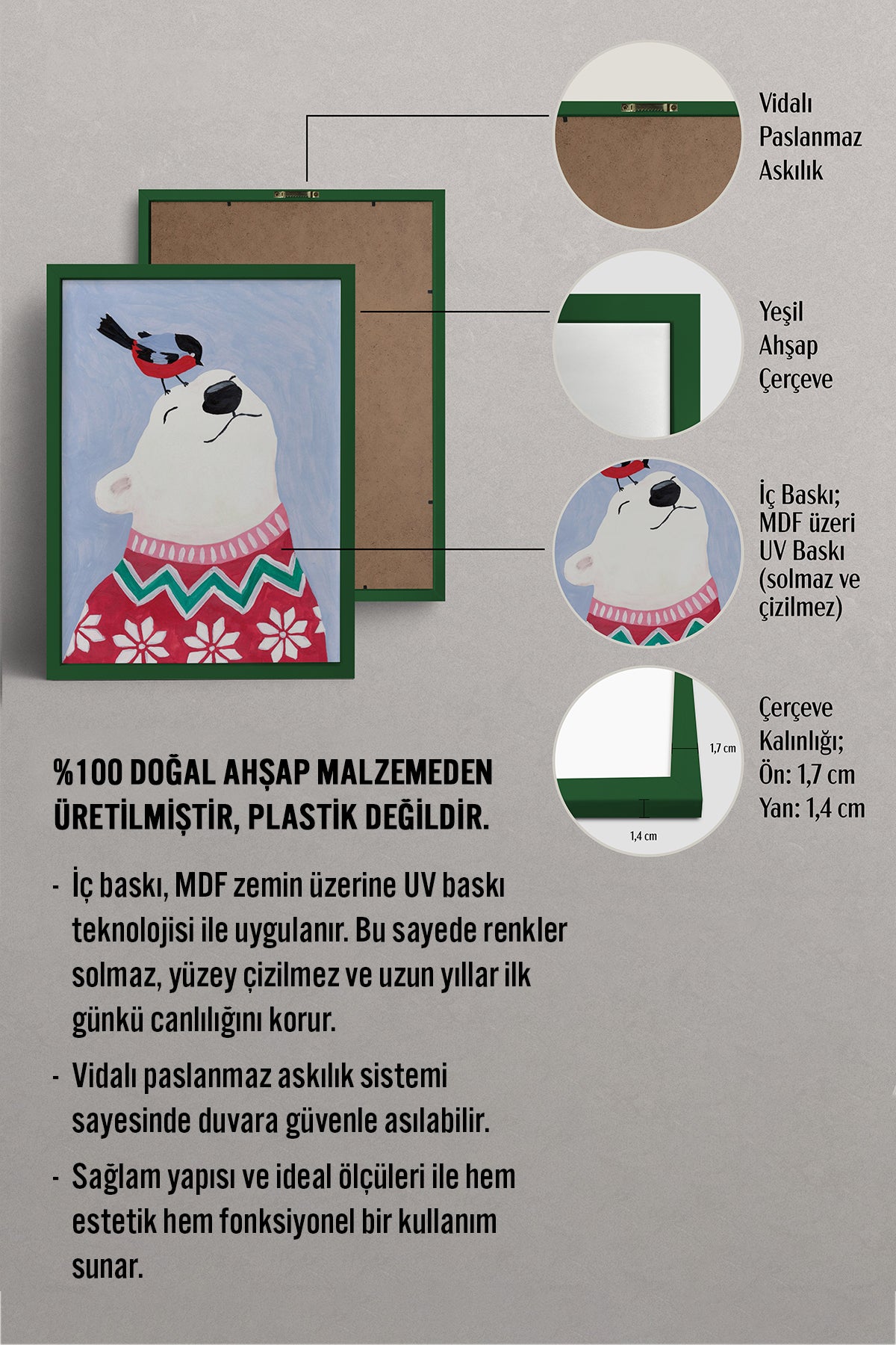 HOMEPACK Ahşap Çerçeveli Tablo Çerçeveli Poster Sanatsal Modern Duvar Dekoru BEK-8129