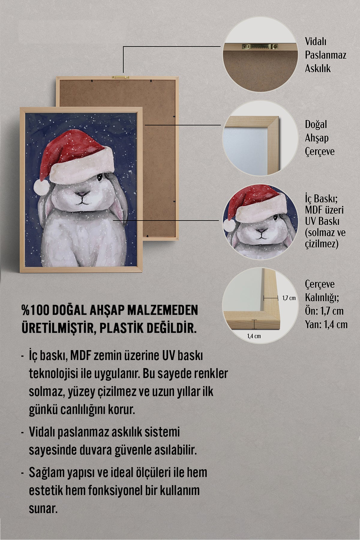 HOMEPACK Ahşap Çerçeveli Tablo Çerçeveli Poster Sanatsal Modern Duvar Dekoru BEK-8130