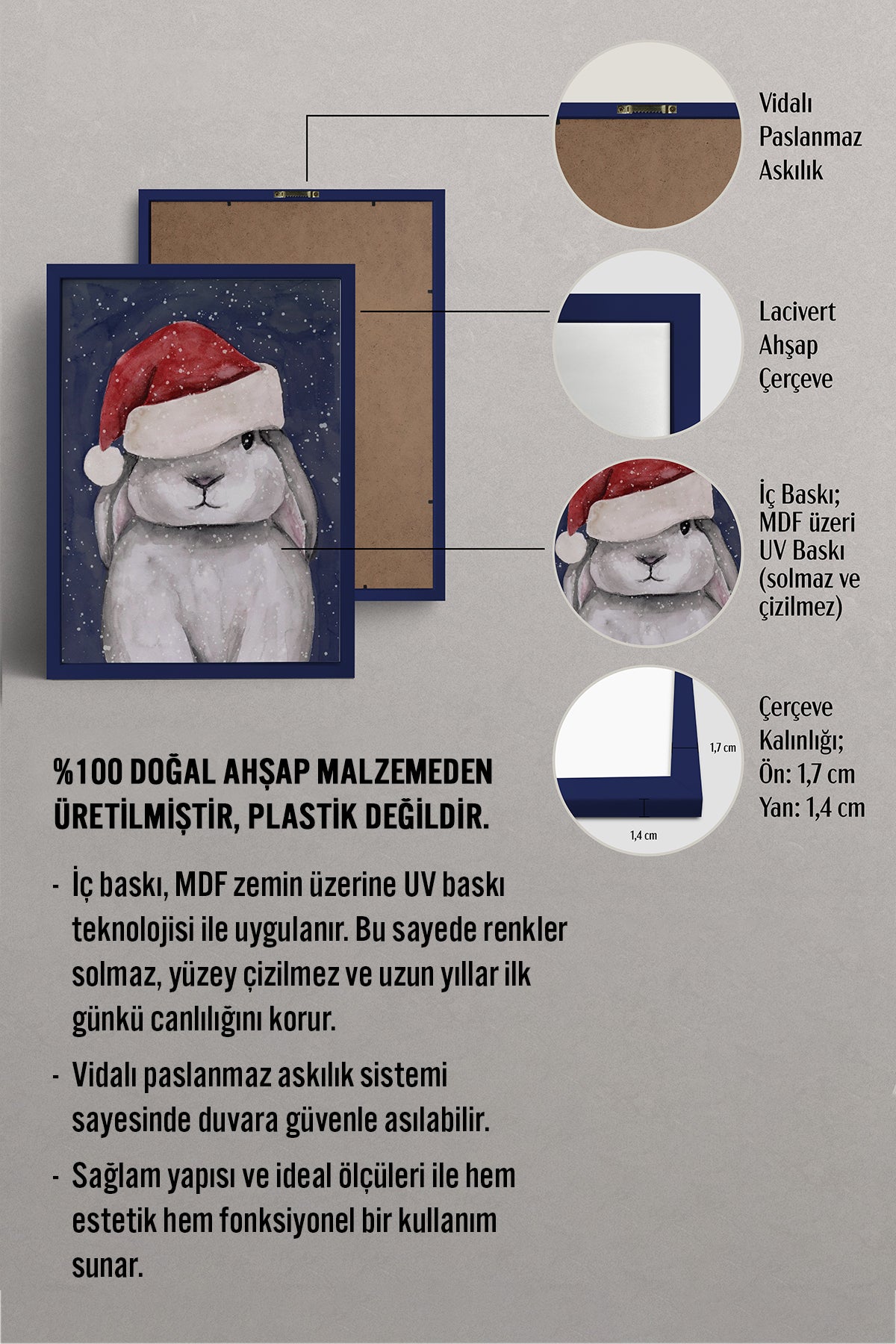 HOMEPACK Ahşap Çerçeveli Tablo Çerçeveli Poster Sanatsal Modern Duvar Dekoru BEK-8130