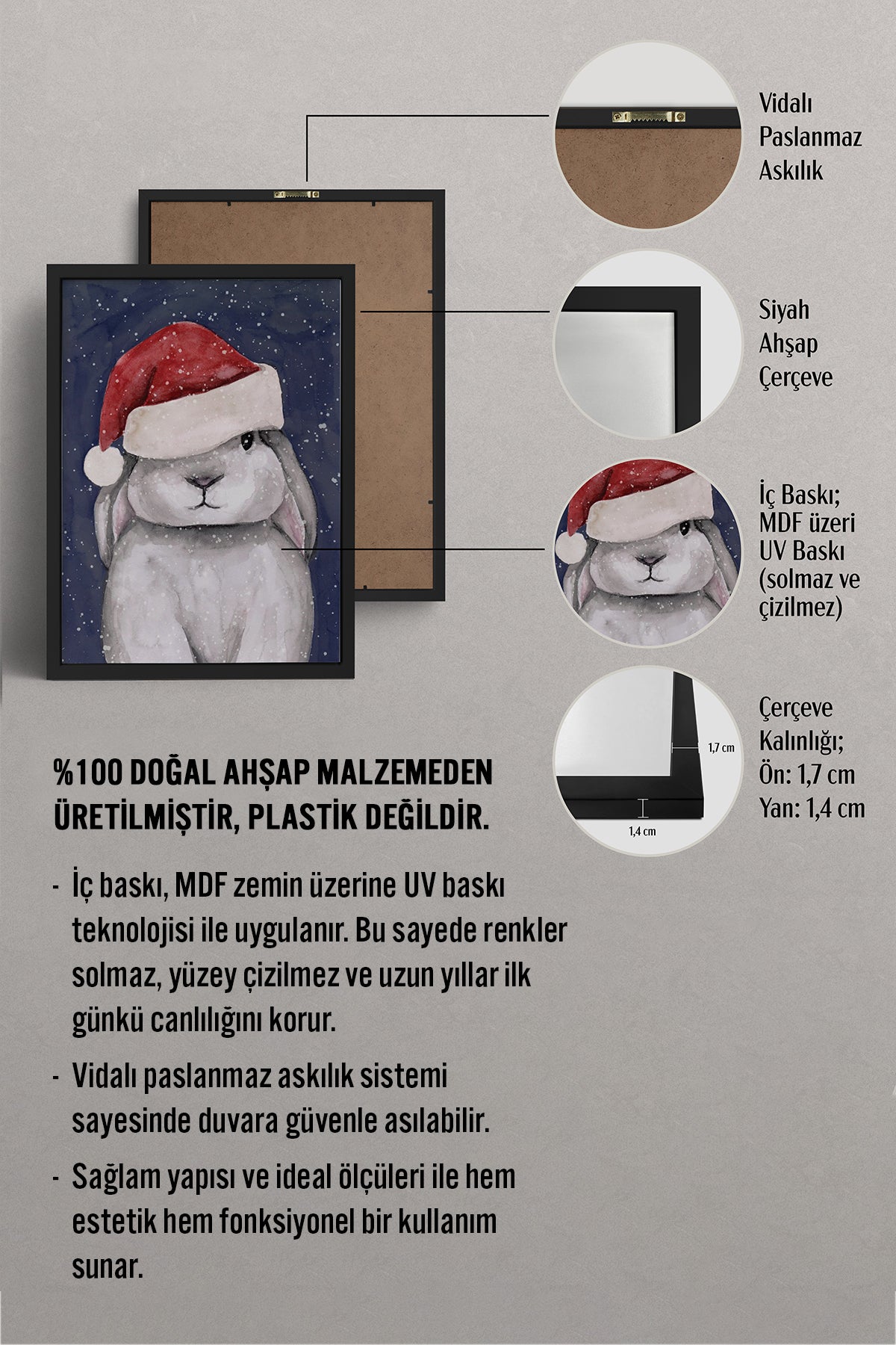 HOMEPACK Ahşap Çerçeveli Tablo Çerçeveli Poster Sanatsal Modern Duvar Dekoru BEK-8130