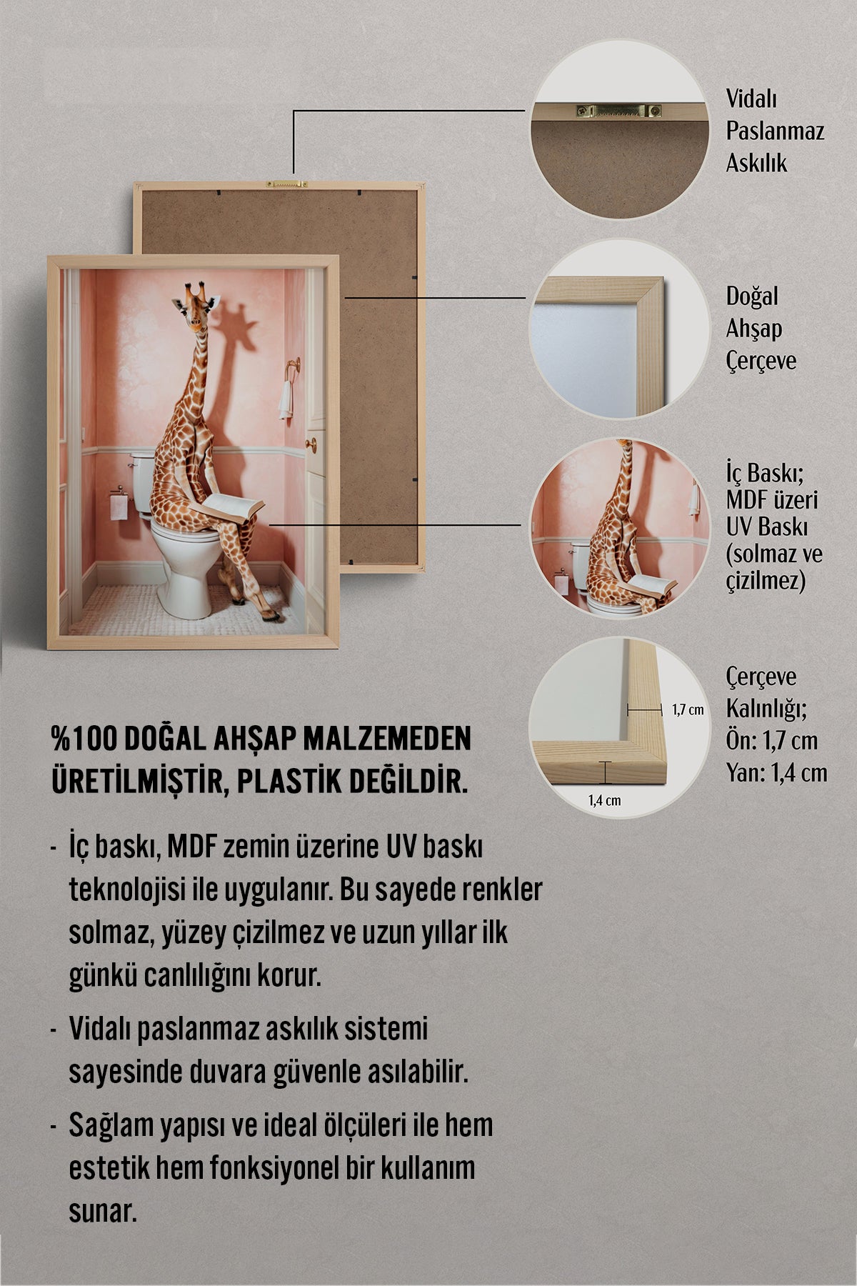 HOMEPACK Ahşap Çerçeveli Tablo Çerçeveli Poster Sanatsal Modern Duvar Dekoru BEK-8131