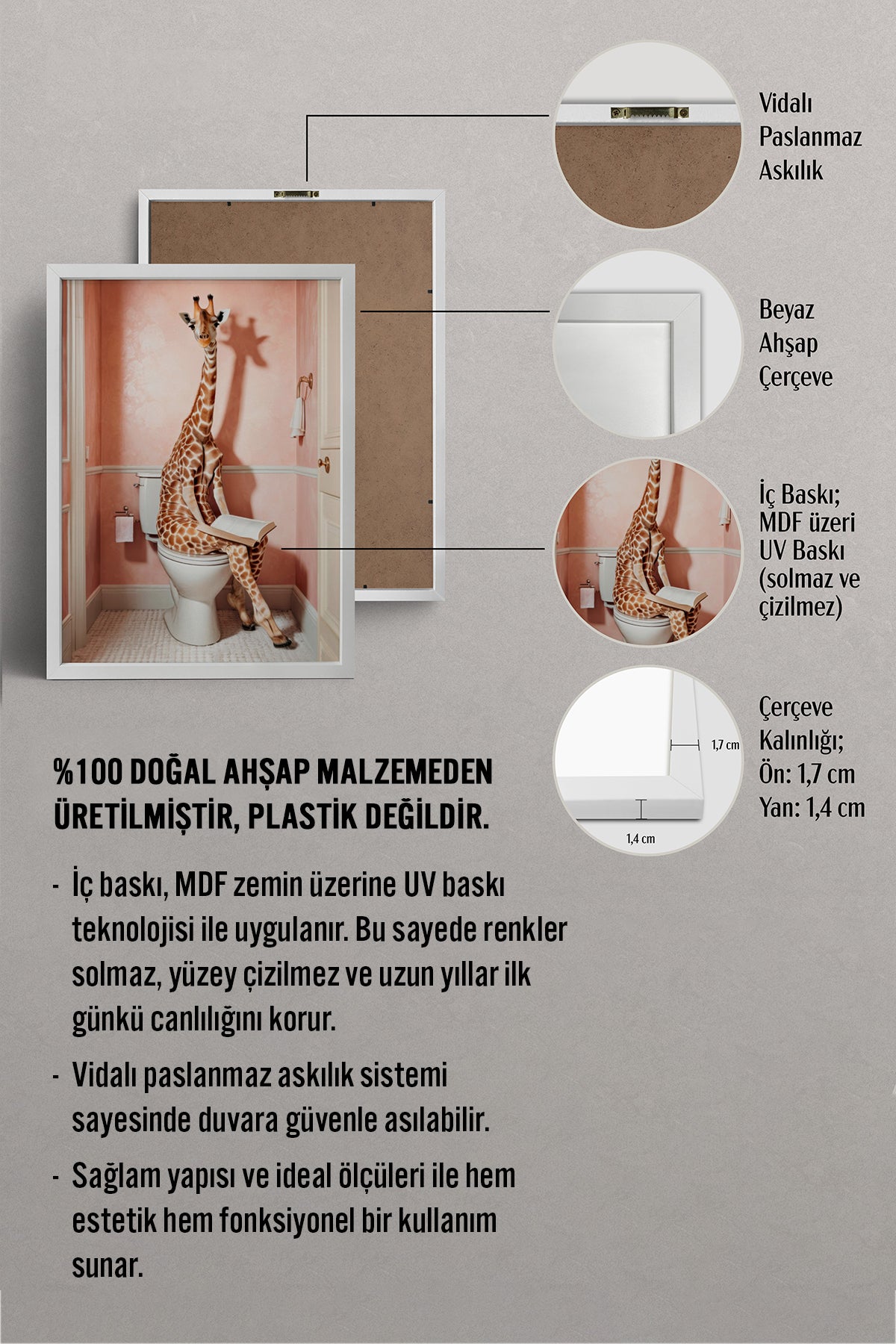 HOMEPACK Ahşap Çerçeveli Tablo Çerçeveli Poster Sanatsal Modern Duvar Dekoru BEK-8131