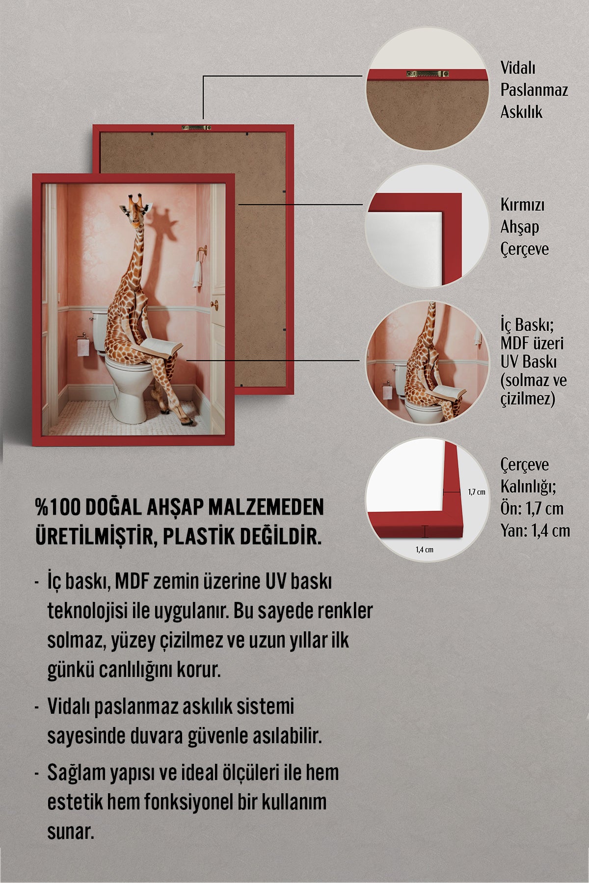 HOMEPACK Ahşap Çerçeveli Tablo Çerçeveli Poster Sanatsal Modern Duvar Dekoru BEK-8131