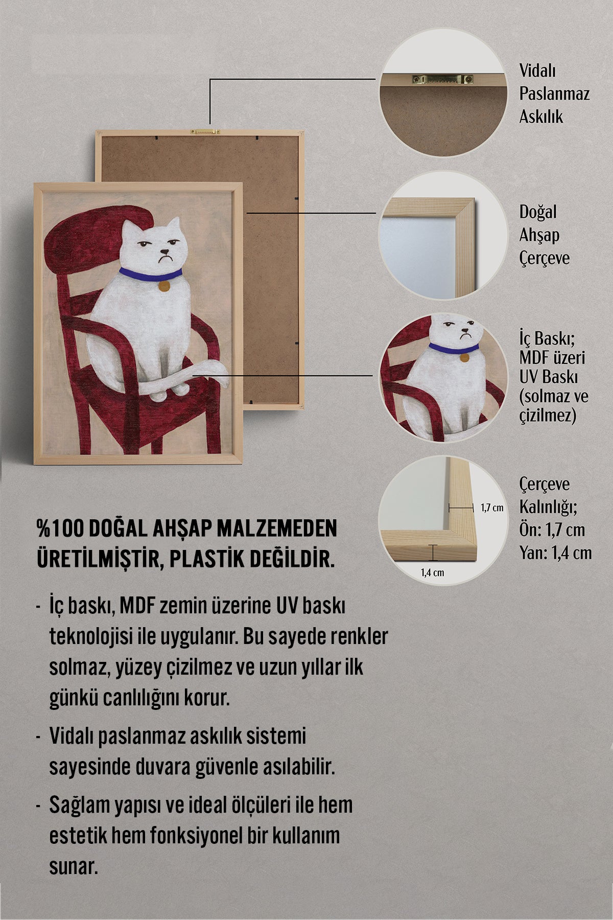 HOMEPACK Ahşap Çerçeveli Tablo Çerçeveli Poster Sanatsal Modern Duvar Dekoru BEK-8132