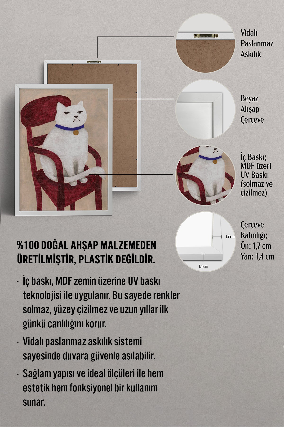 HOMEPACK Ahşap Çerçeveli Tablo Çerçeveli Poster Sanatsal Modern Duvar Dekoru BEK-8132