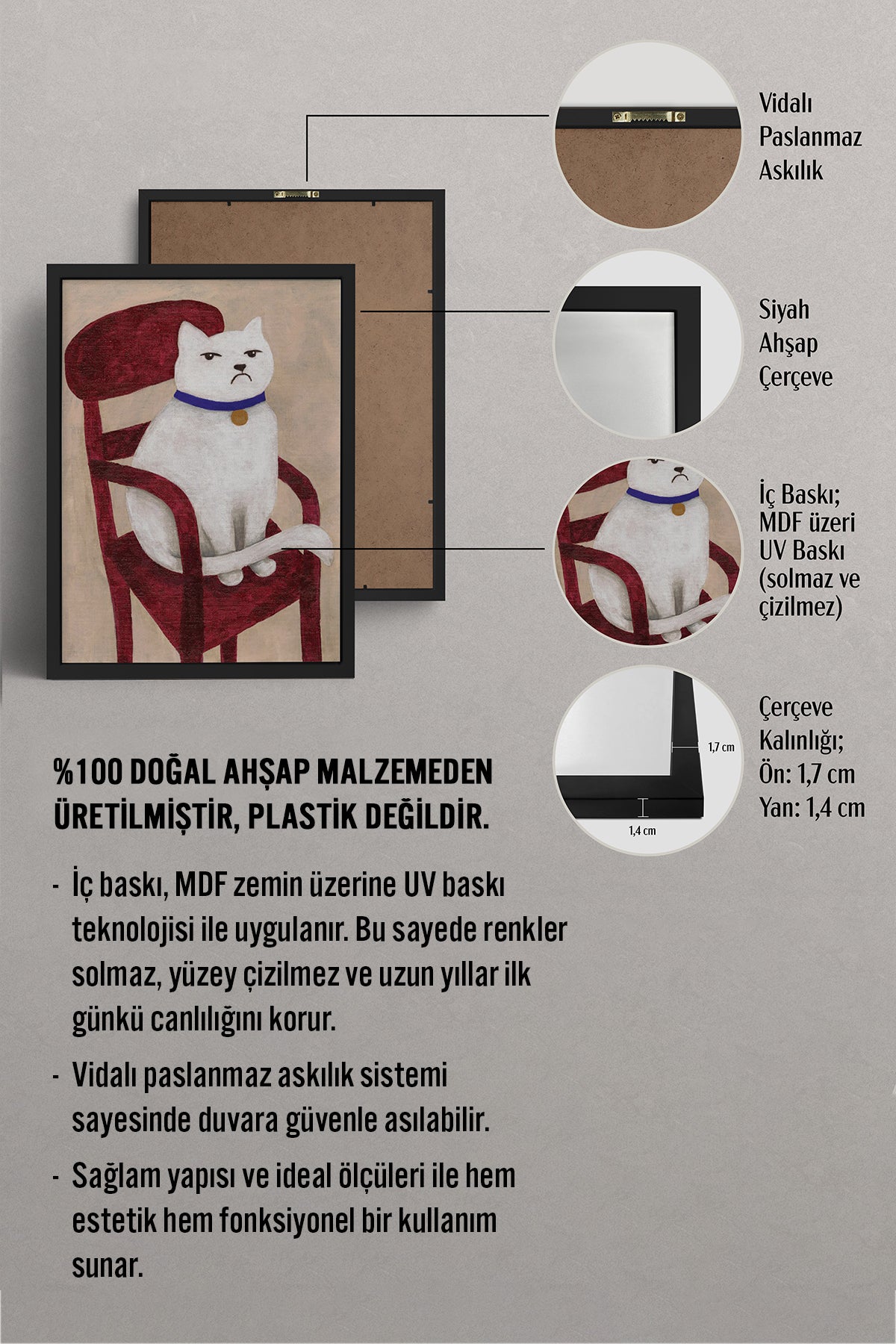 HOMEPACK Ahşap Çerçeveli Tablo Çerçeveli Poster Sanatsal Modern Duvar Dekoru BEK-8132