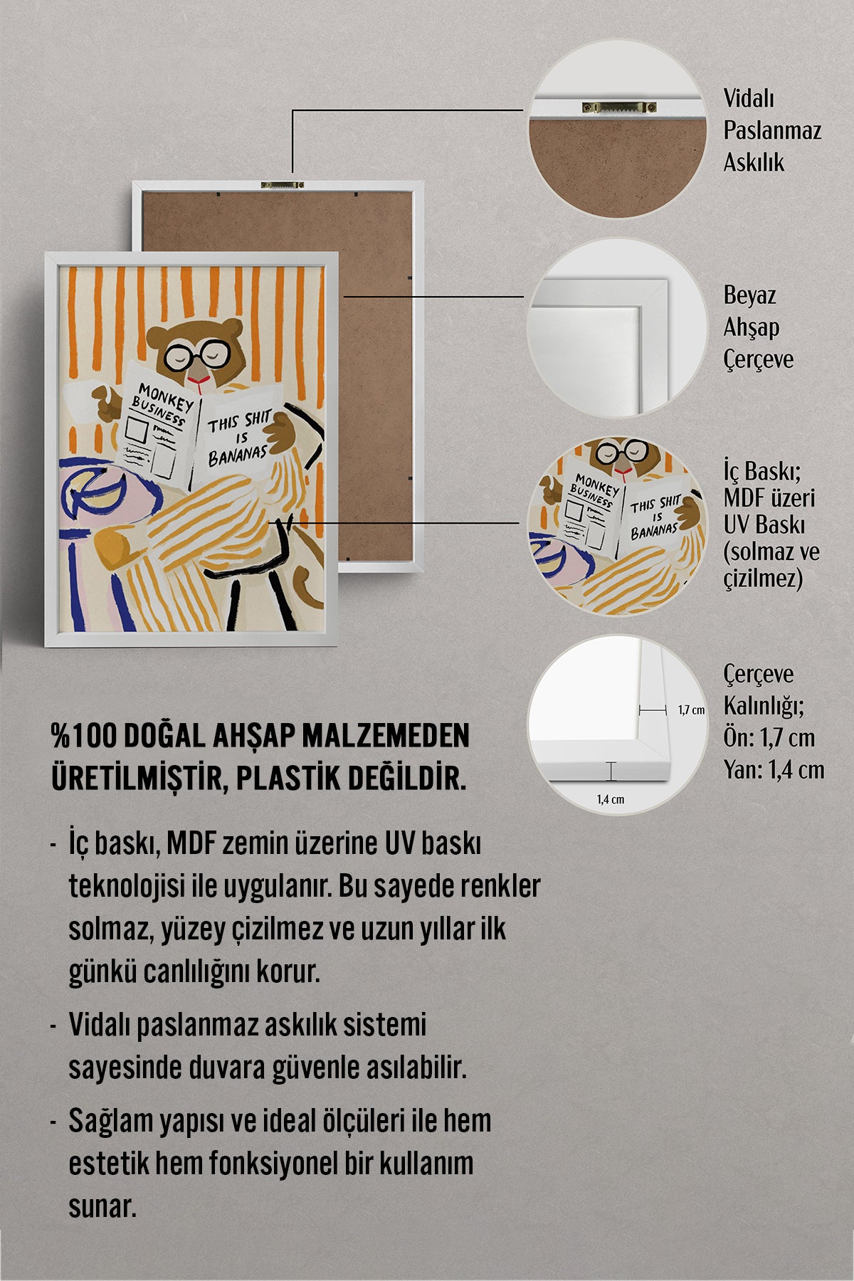 HOMEPACK Ahşap Çerçeveli Tablo Çerçeveli Poster Sanatsal Modern Duvar Dekoru BEK-8133