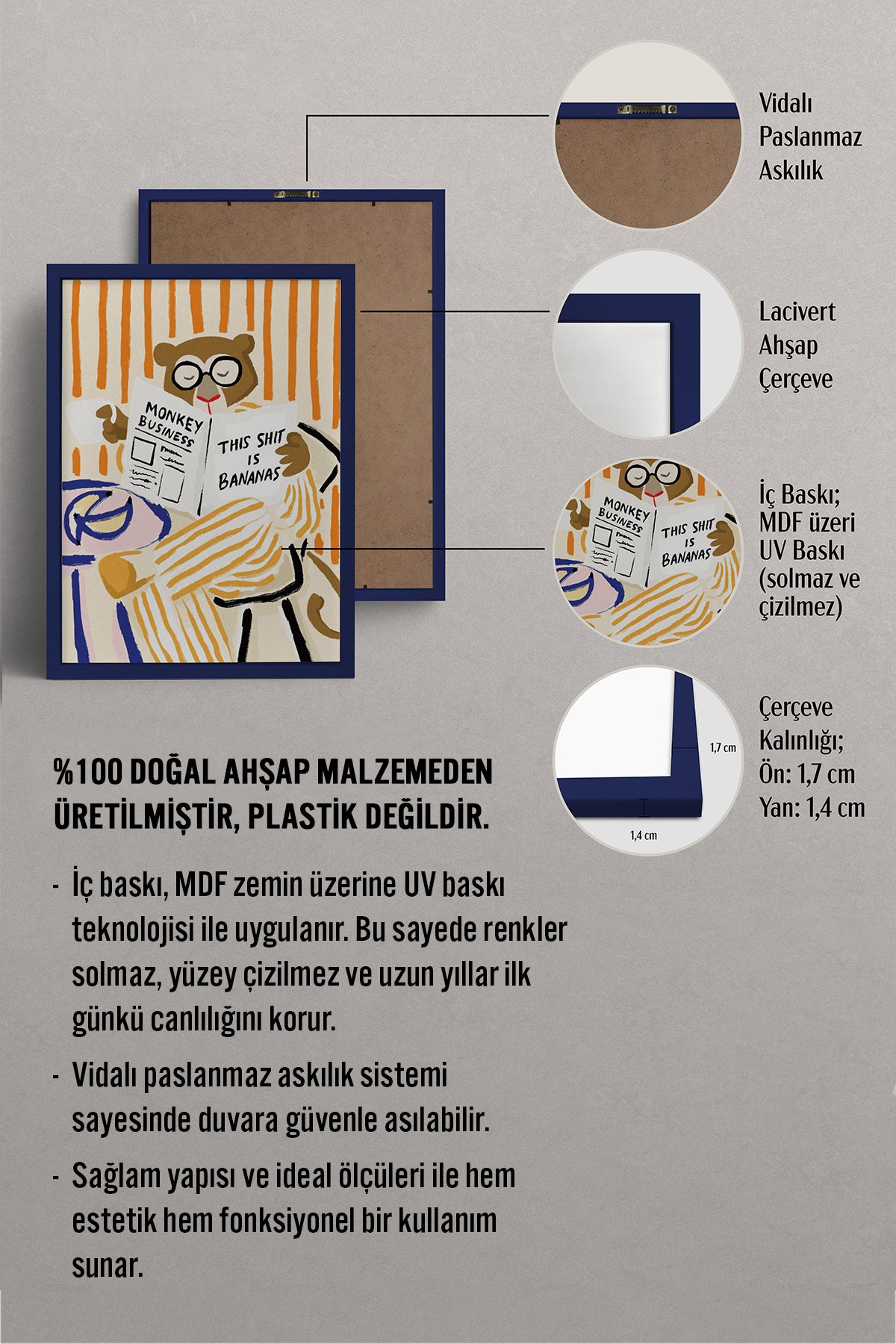 HOMEPACK Ahşap Çerçeveli Tablo Çerçeveli Poster Sanatsal Modern Duvar Dekoru BEK-8133