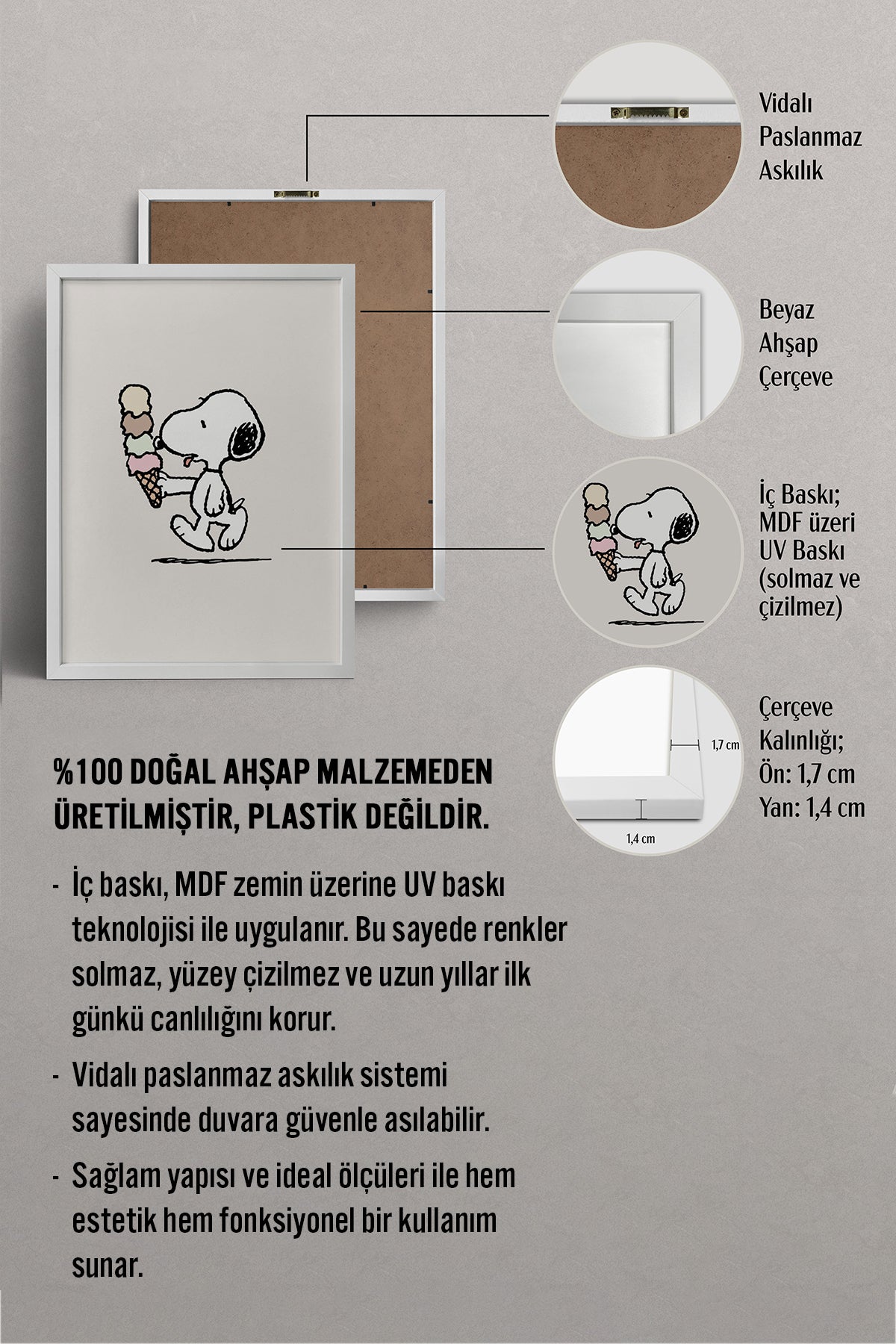 HOMEPACK Ahşap Çerçeveli Tablo Çerçeveli Poster Sanatsal Modern Duvar Dekoru BEK-8134
