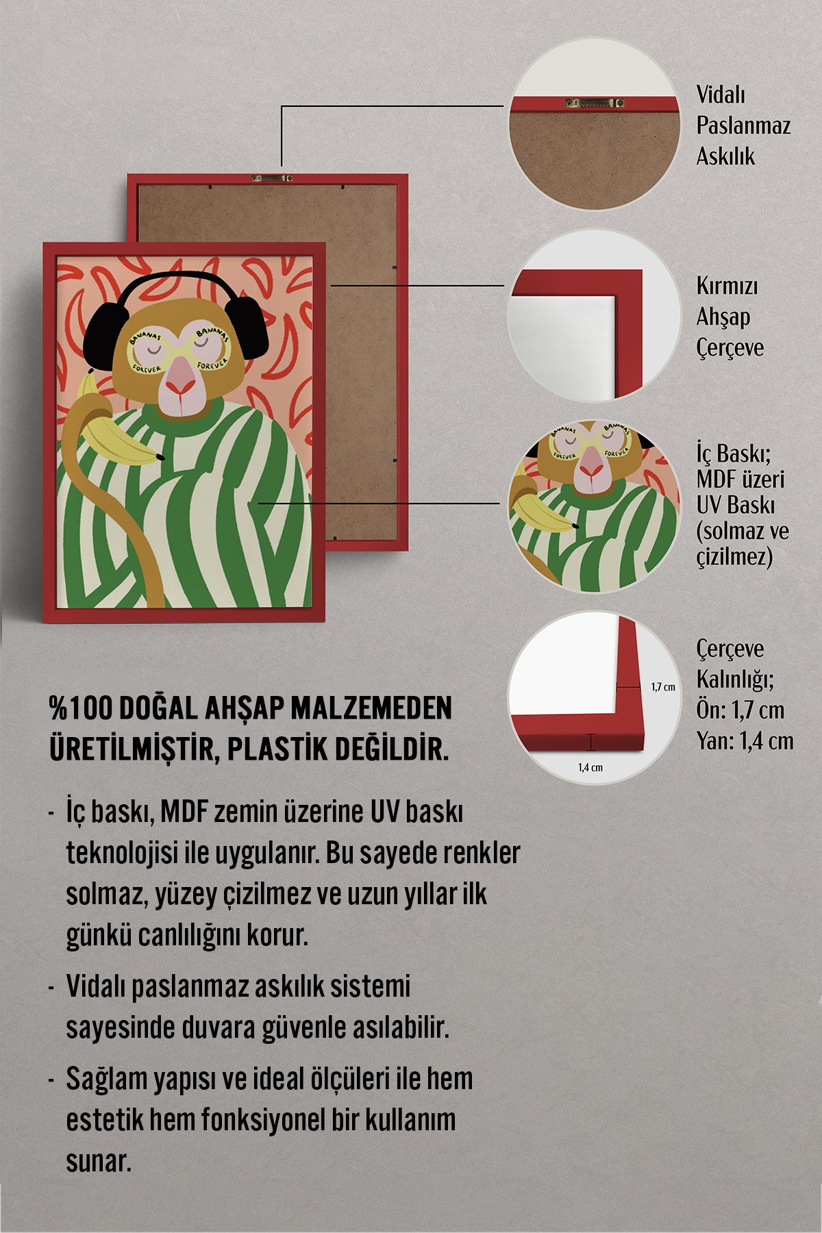 HOMEPACK Ahşap Çerçeveli Tablo Çerçeveli Poster Sanatsal Modern Duvar Dekoru BEK-8135