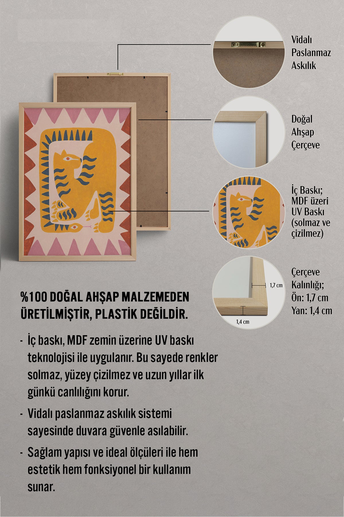 HOMEPACK Ahşap Çerçeveli Tablo Çerçeveli Poster Sanatsal Modern Duvar Dekoru BEK-8136