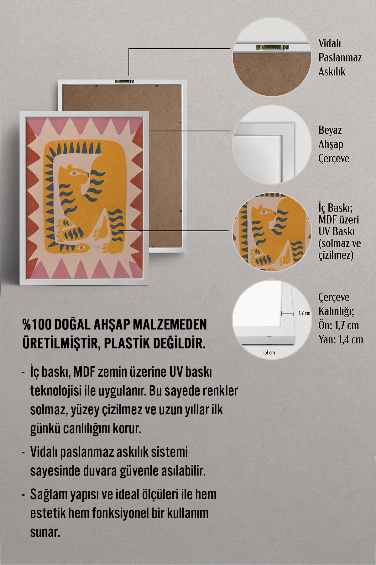 HOMEPACK Ahşap Çerçeveli Tablo Çerçeveli Poster Sanatsal Modern Duvar Dekoru BEK-8136