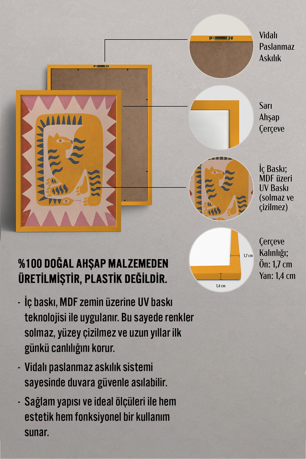 HOMEPACK Ahşap Çerçeveli Tablo Çerçeveli Poster Sanatsal Modern Duvar Dekoru BEK-8136
