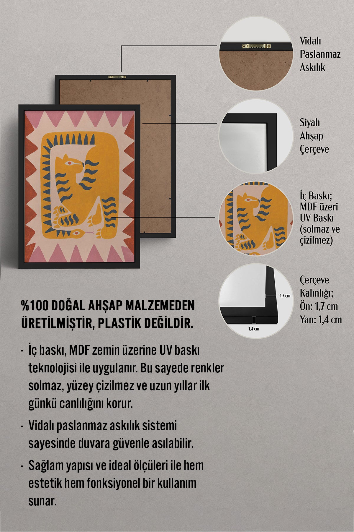 HOMEPACK Ahşap Çerçeveli Tablo Çerçeveli Poster Sanatsal Modern Duvar Dekoru BEK-8136