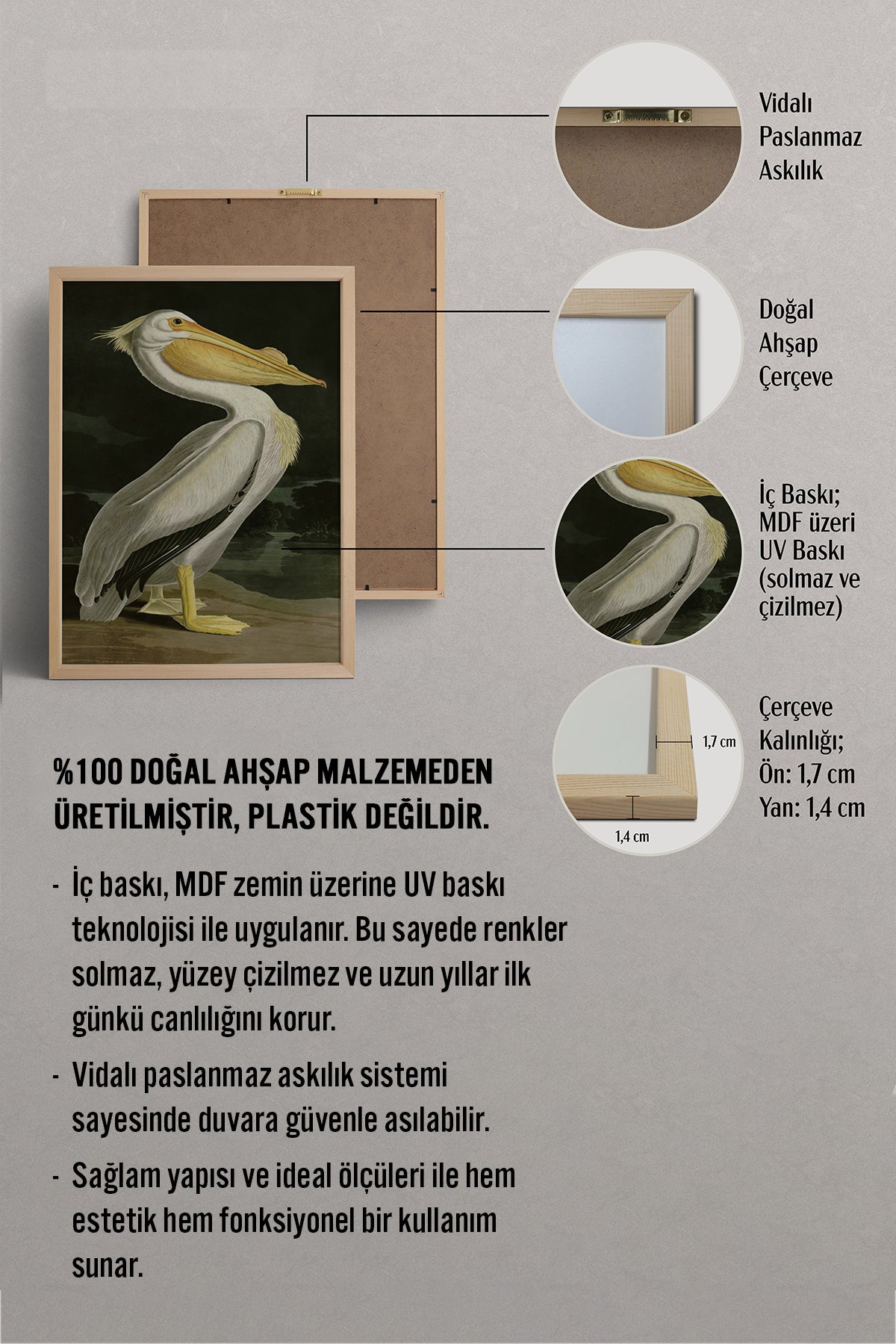 HOMEPACK Ahşap Çerçeveli Tablo Çerçeveli Poster Sanatsal Modern Duvar Dekoru BEK-8137