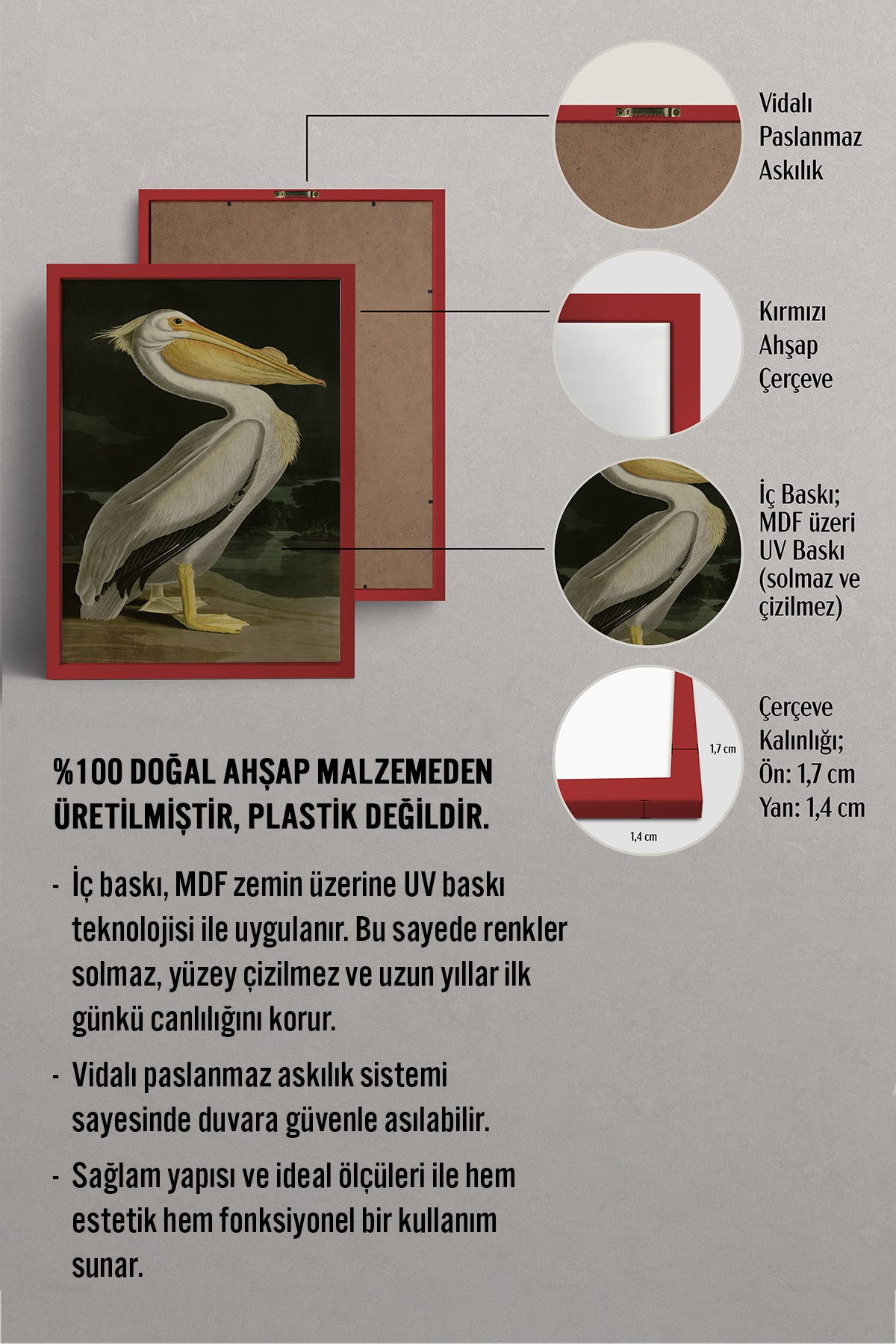 HOMEPACK Ahşap Çerçeveli Tablo Çerçeveli Poster Sanatsal Modern Duvar Dekoru BEK-8137