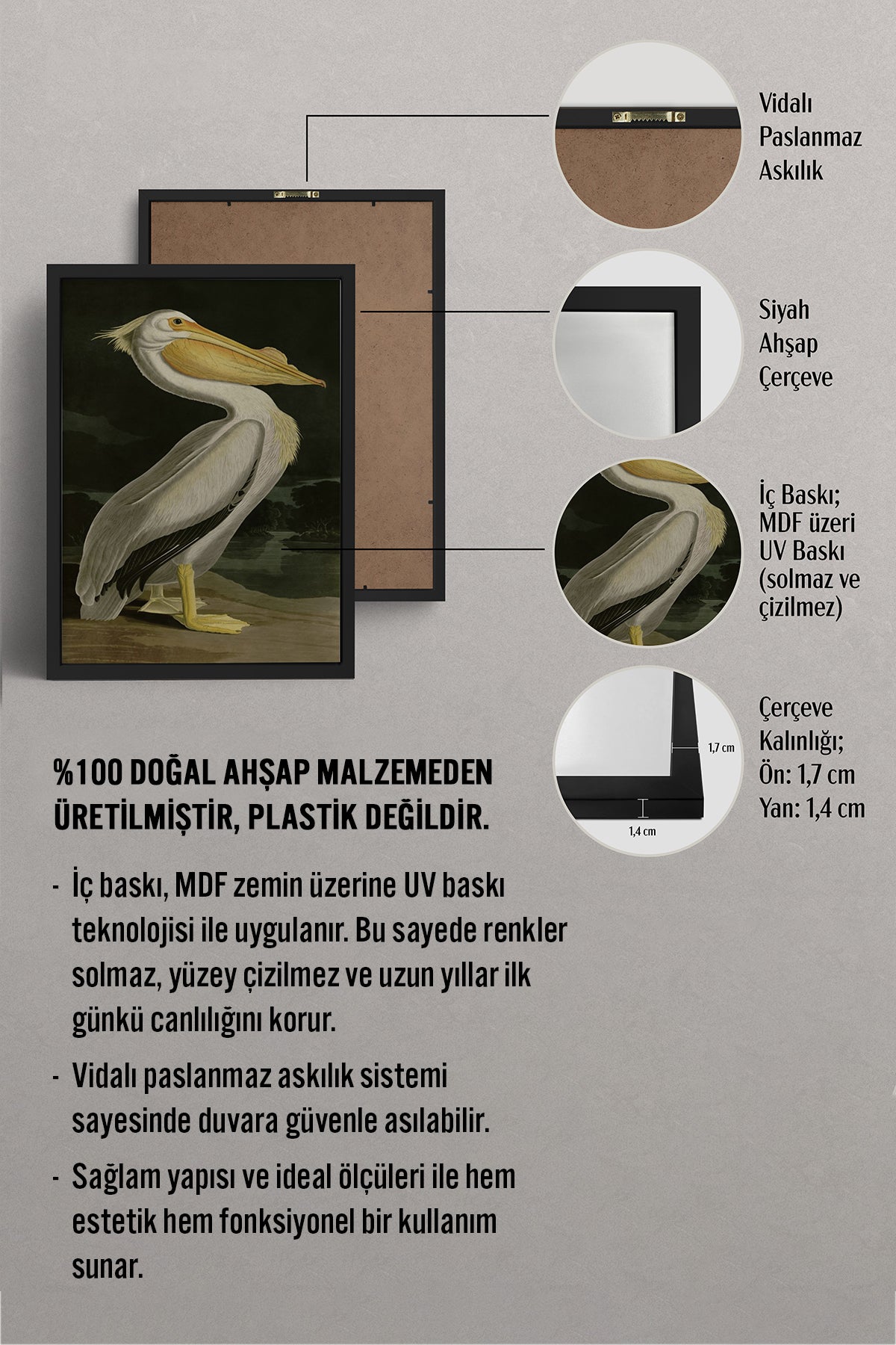 HOMEPACK Ahşap Çerçeveli Tablo Çerçeveli Poster Sanatsal Modern Duvar Dekoru BEK-8137