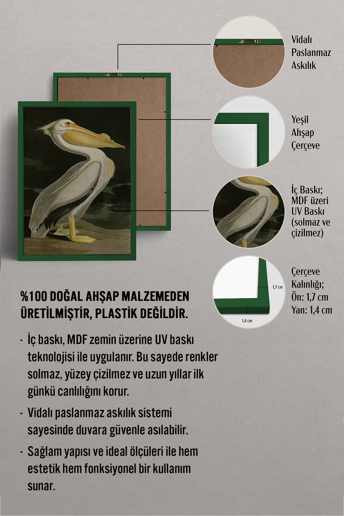 HOMEPACK Ahşap Çerçeveli Tablo Çerçeveli Poster Sanatsal Modern Duvar Dekoru BEK-8137