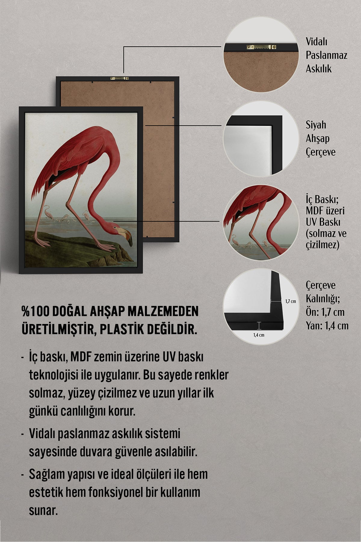 HOMEPACK Ahşap Çerçeveli Tablo Çerçeveli Poster Sanatsal Modern Duvar Dekoru BEK-8138