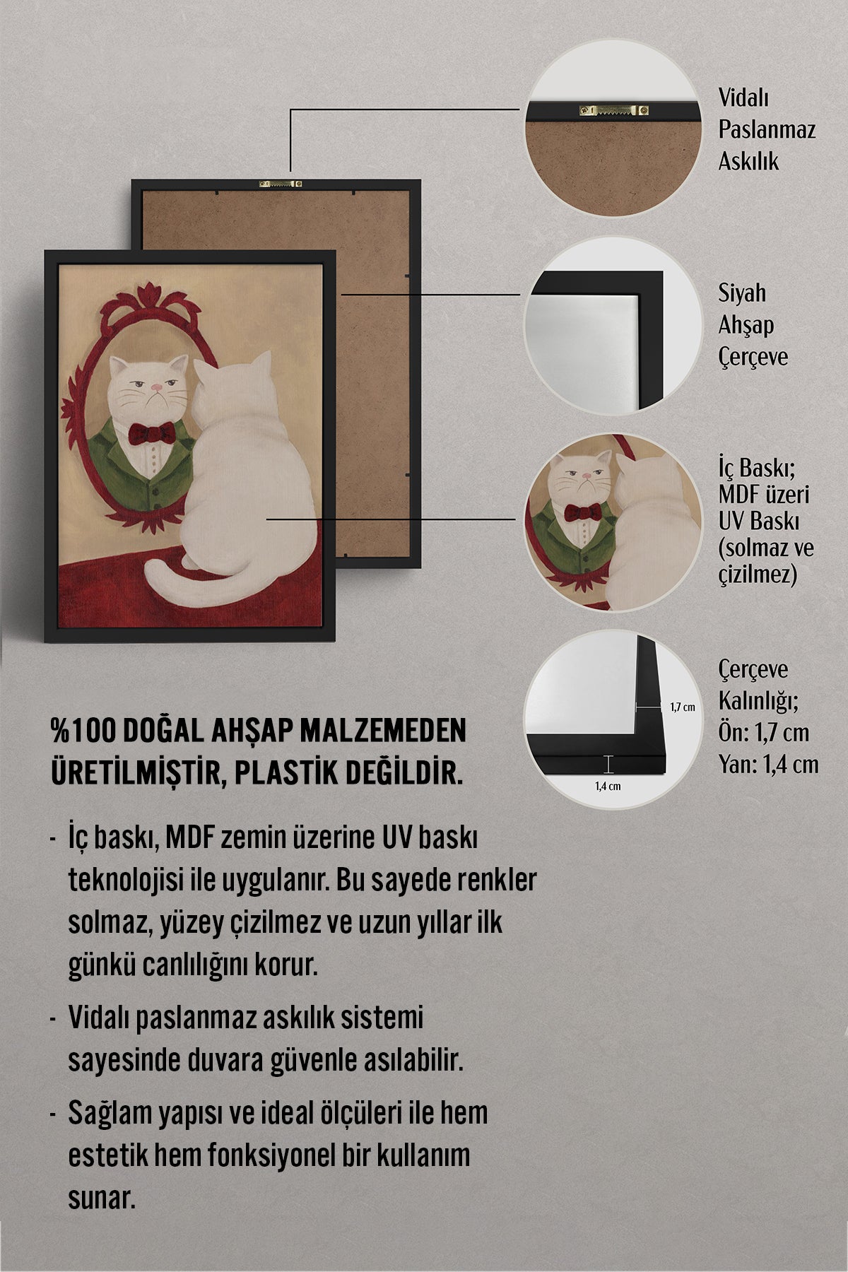 HOMEPACK Ahşap Çerçeveli Tablo Çerçeveli Poster Sanatsal Modern Duvar Dekoru BEK-8139