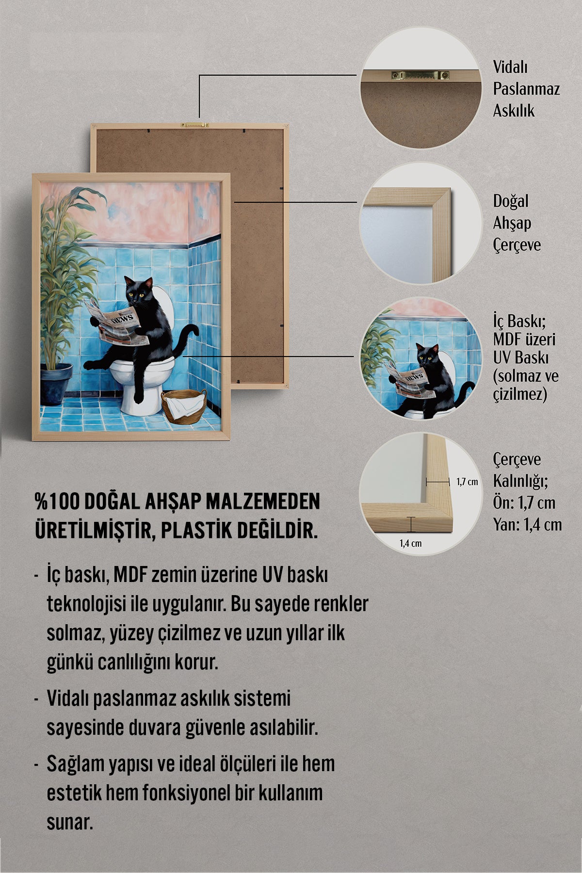 HOMEPACK Ahşap Çerçeveli Tablo Çerçeveli Poster Sanatsal Modern Duvar Dekoru BEK-8140