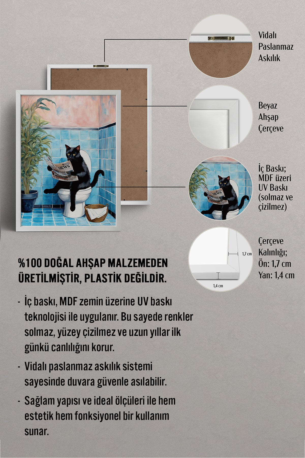 HOMEPACK Ahşap Çerçeveli Tablo Çerçeveli Poster Sanatsal Modern Duvar Dekoru BEK-8140