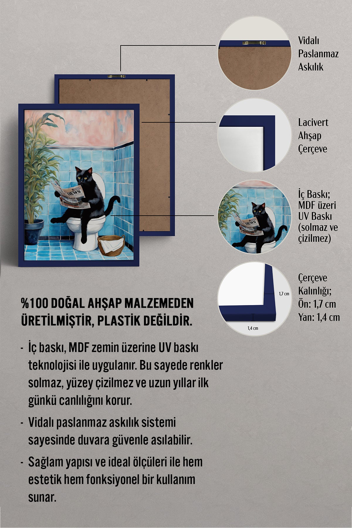 HOMEPACK Ahşap Çerçeveli Tablo Çerçeveli Poster Sanatsal Modern Duvar Dekoru BEK-8140