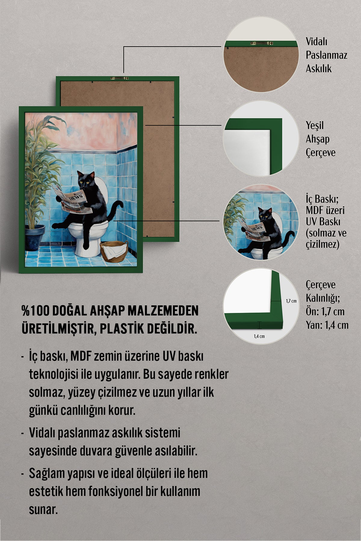 HOMEPACK Ahşap Çerçeveli Tablo Çerçeveli Poster Sanatsal Modern Duvar Dekoru BEK-8140
