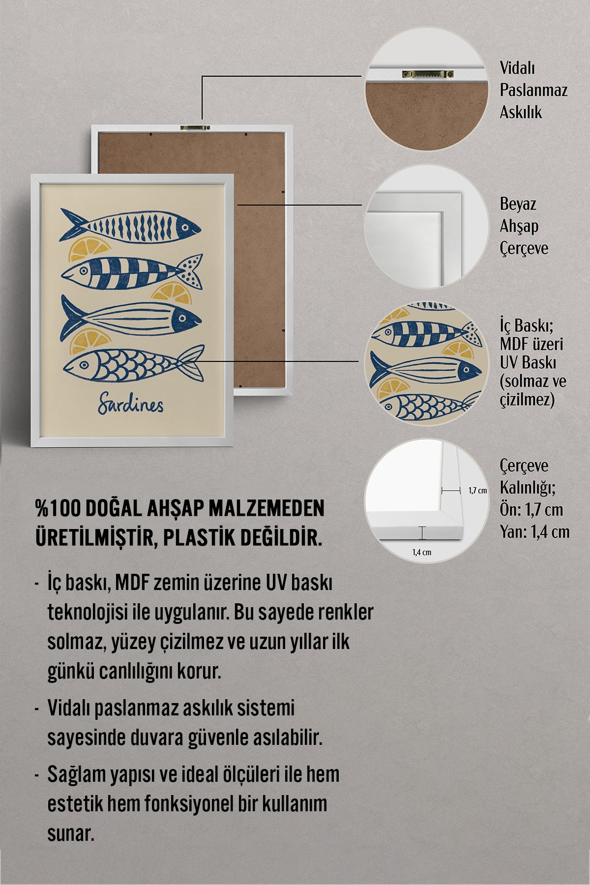 HOMEPACK Ahşap Çerçeveli Tablo Çerçeveli Poster Sanatsal Modern Duvar Dekoru BEK-8141