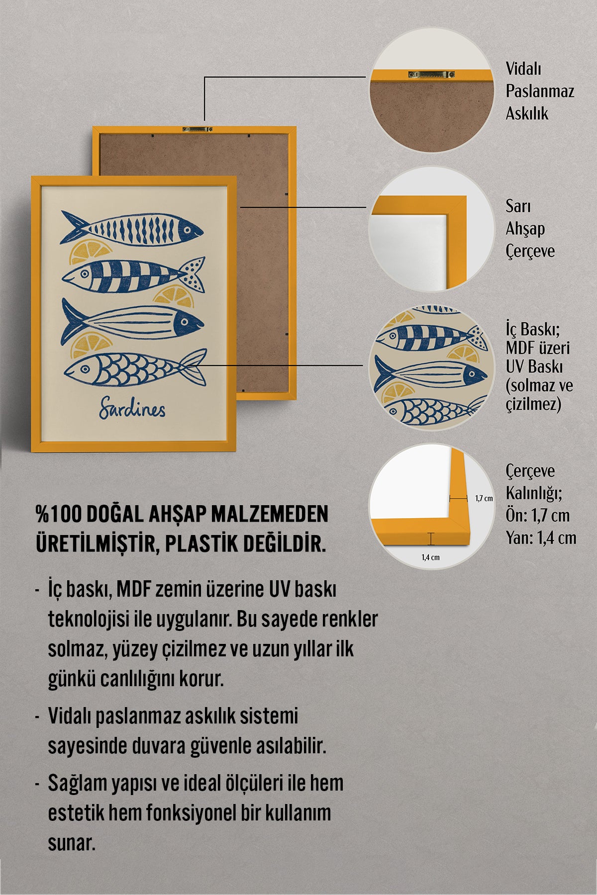 HOMEPACK Ahşap Çerçeveli Tablo Çerçeveli Poster Sanatsal Modern Duvar Dekoru BEK-8141