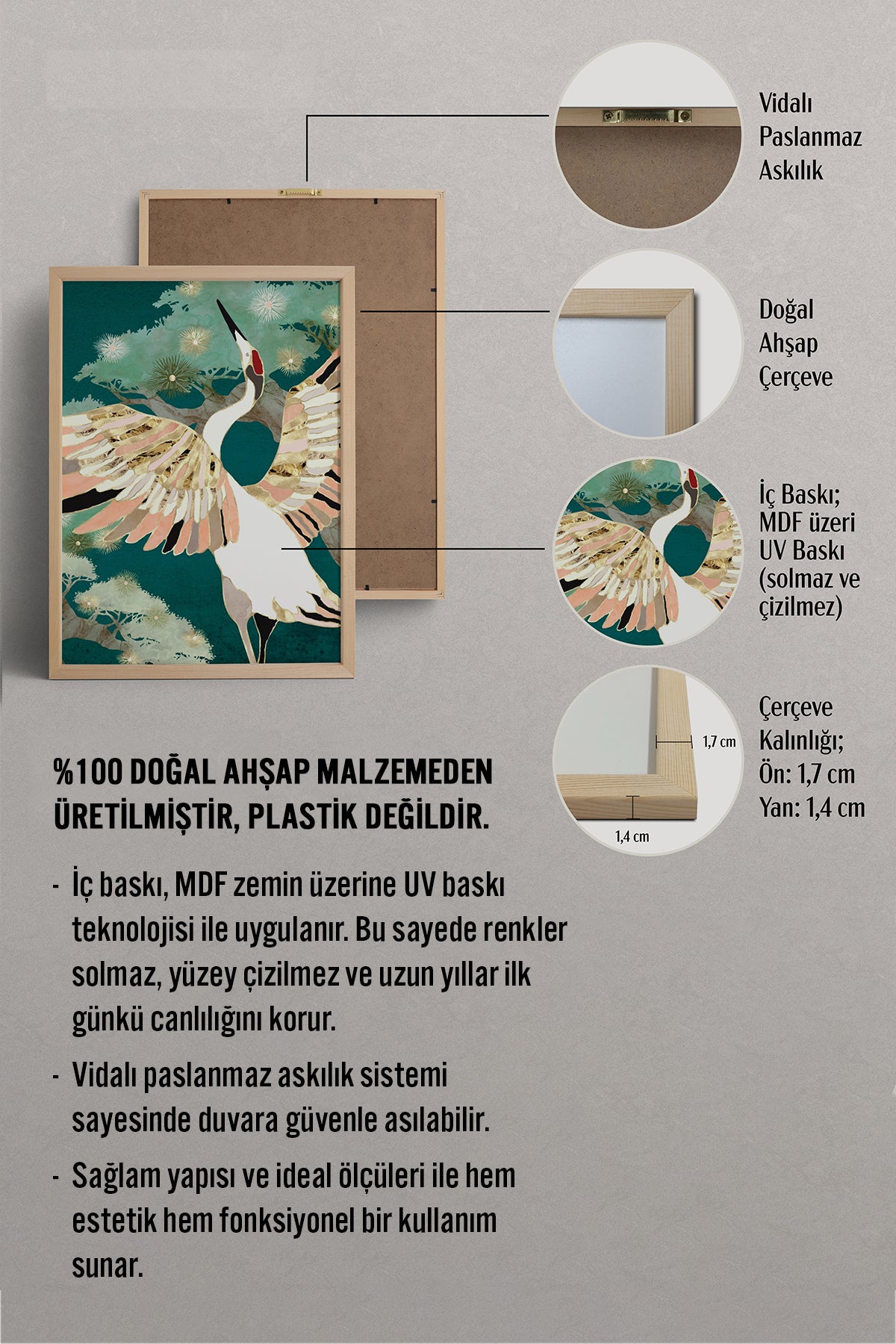 HOMEPACK Ahşap Çerçeveli Tablo Çerçeveli Poster Sanatsal Modern Duvar Dekoru BEK-8142