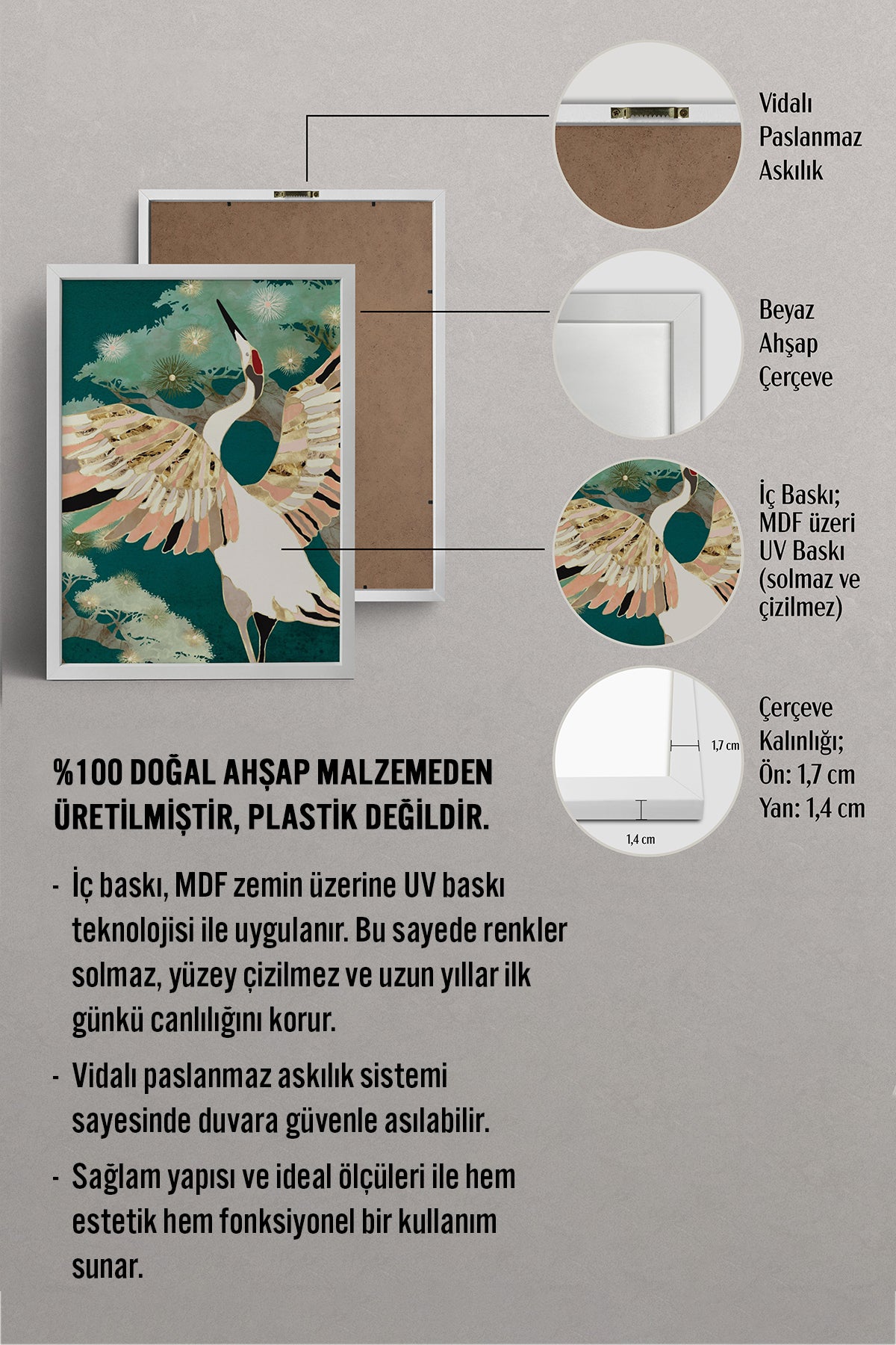HOMEPACK Ahşap Çerçeveli Tablo Çerçeveli Poster Sanatsal Modern Duvar Dekoru BEK-8142