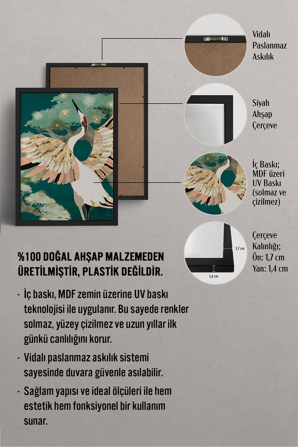 HOMEPACK Ahşap Çerçeveli Tablo Çerçeveli Poster Sanatsal Modern Duvar Dekoru BEK-8142