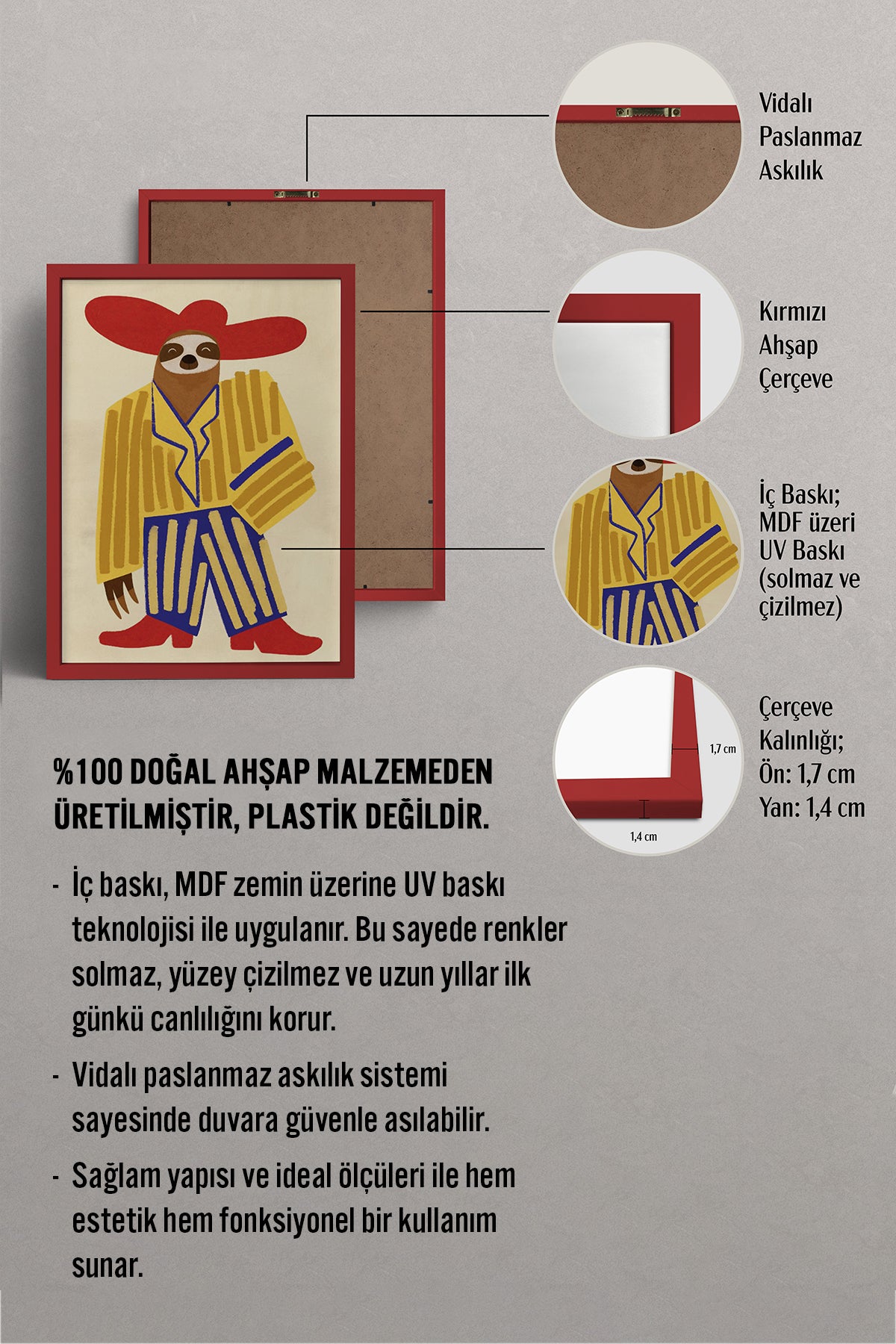 HOMEPACK Ahşap Çerçeveli Tablo Çerçeveli Poster Sanatsal Modern Duvar Dekoru BEK-8143