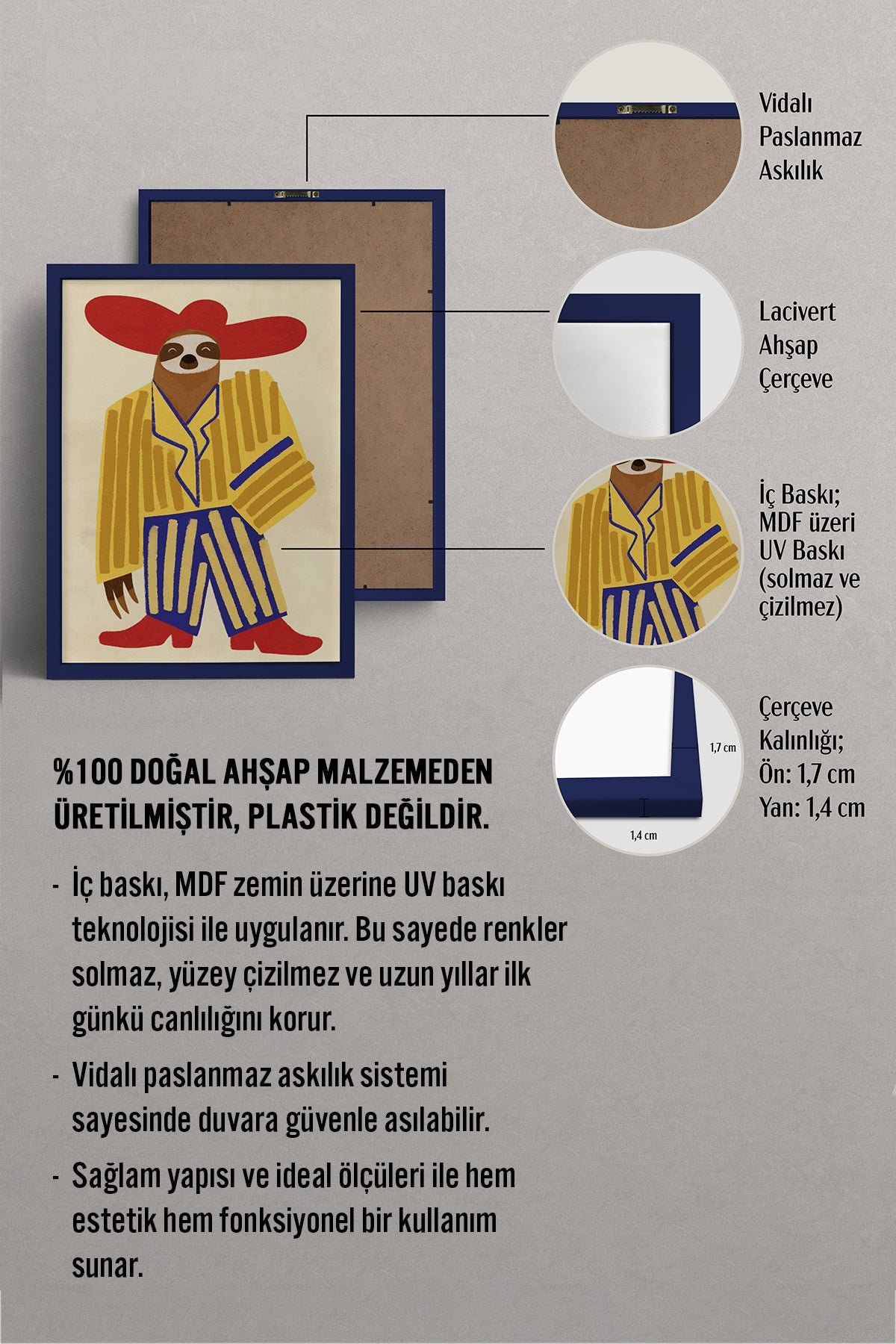 HOMEPACK Ahşap Çerçeveli Tablo Çerçeveli Poster Sanatsal Modern Duvar Dekoru BEK-8143