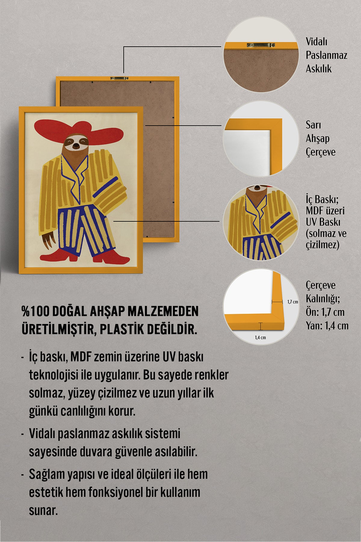 HOMEPACK Ahşap Çerçeveli Tablo Çerçeveli Poster Sanatsal Modern Duvar Dekoru BEK-8143