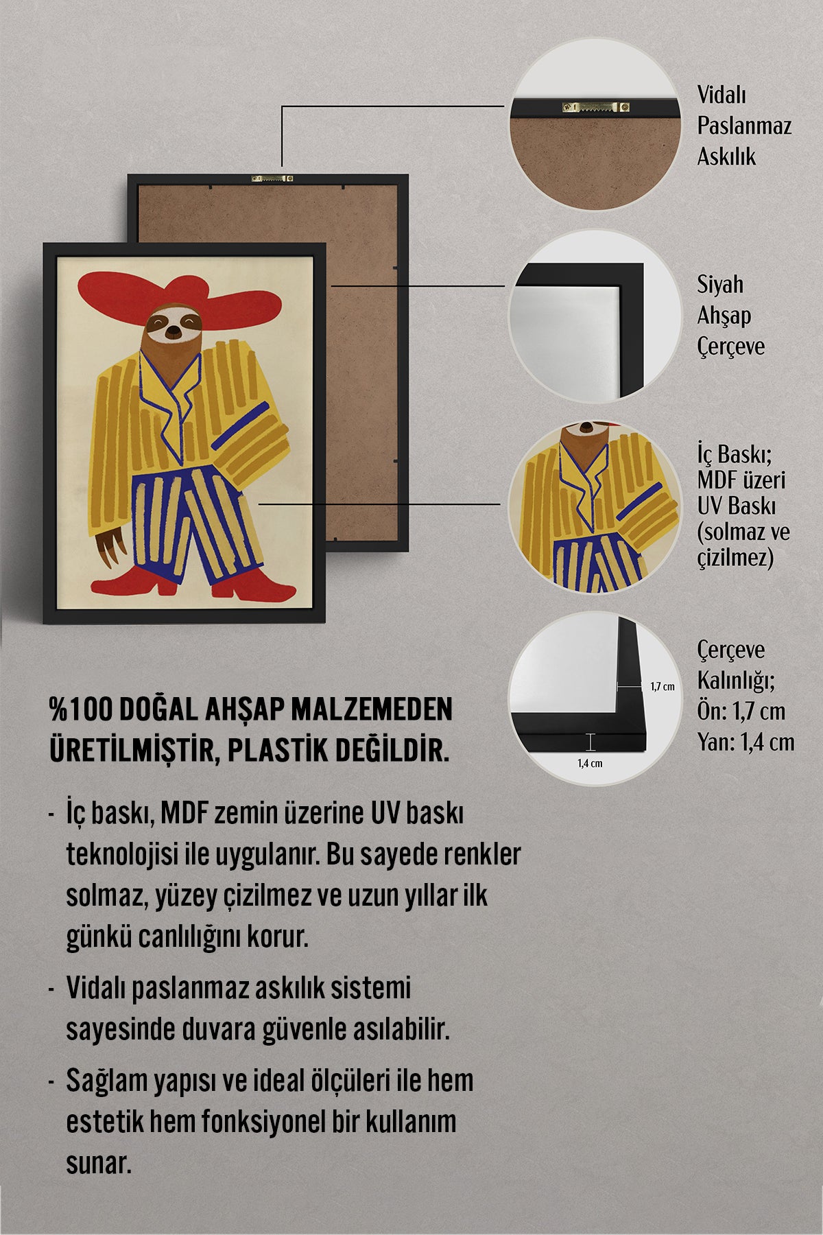HOMEPACK Ahşap Çerçeveli Tablo Çerçeveli Poster Sanatsal Modern Duvar Dekoru BEK-8143