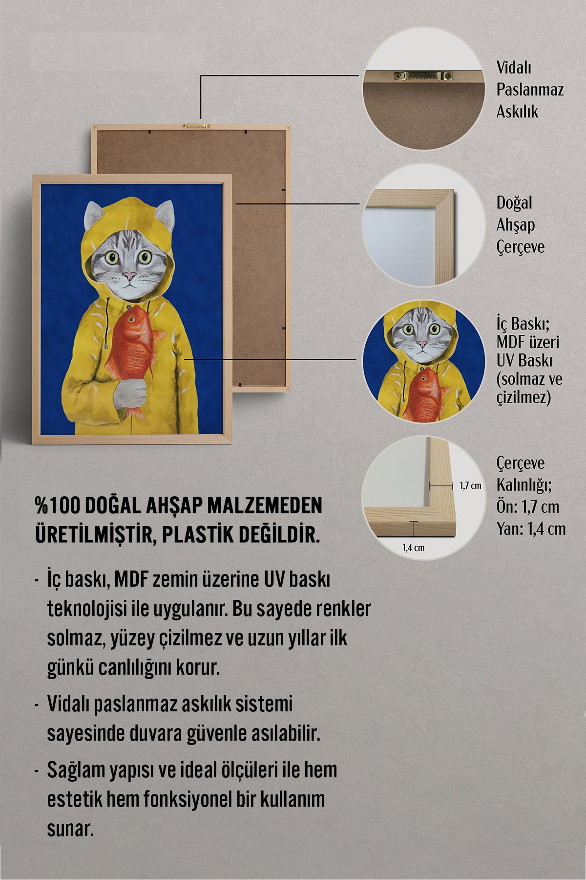 HOMEPACK Ahşap Çerçeveli Tablo Çerçeveli Poster Sanatsal Modern Duvar Dekoru BEK-8144