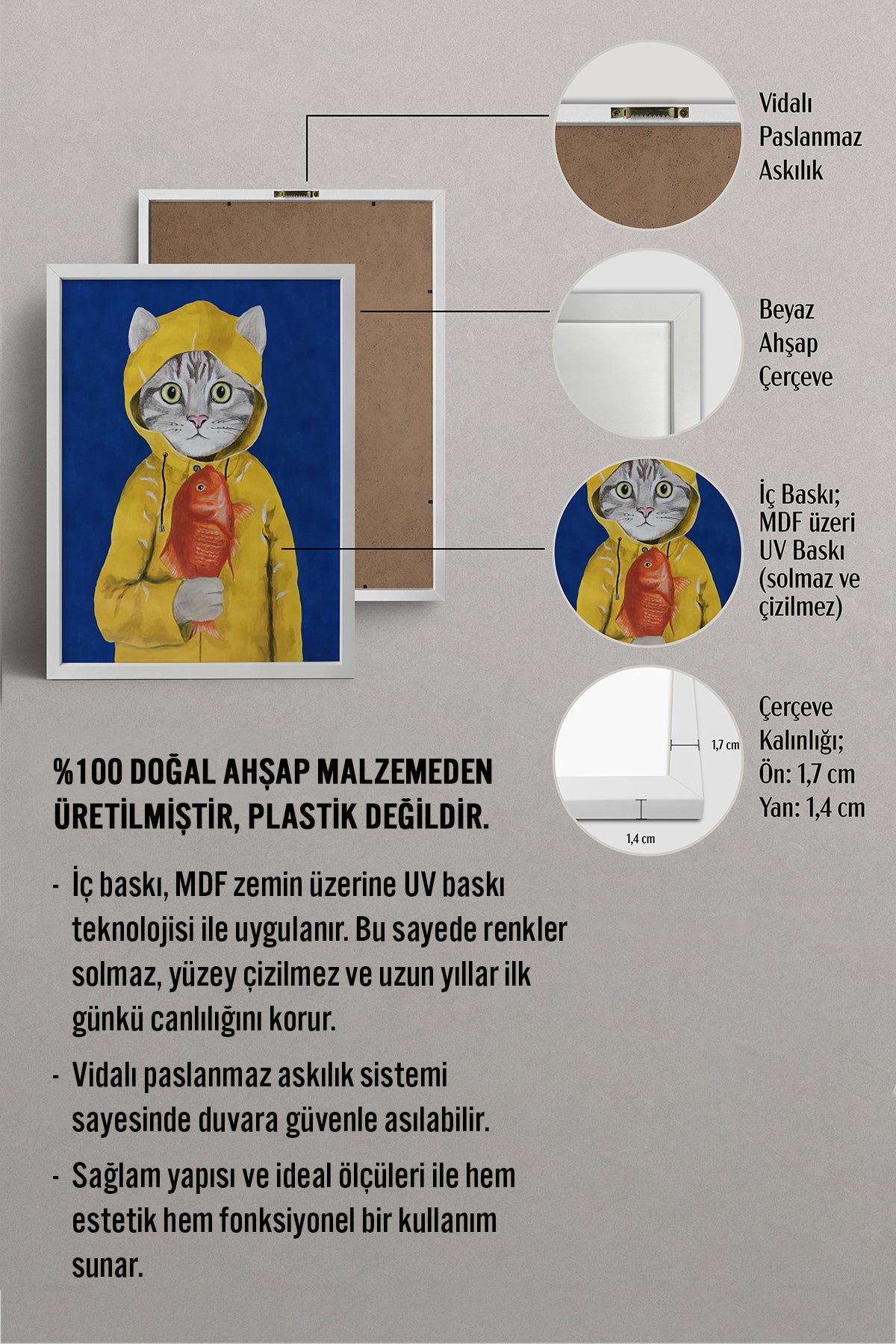 HOMEPACK Ahşap Çerçeveli Tablo Çerçeveli Poster Sanatsal Modern Duvar Dekoru BEK-8144