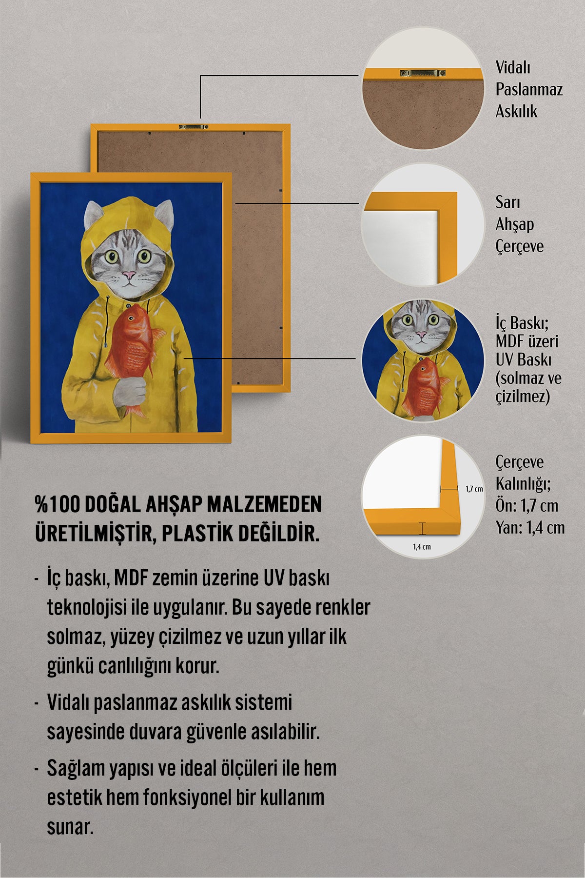 HOMEPACK Ahşap Çerçeveli Tablo Çerçeveli Poster Sanatsal Modern Duvar Dekoru BEK-8144