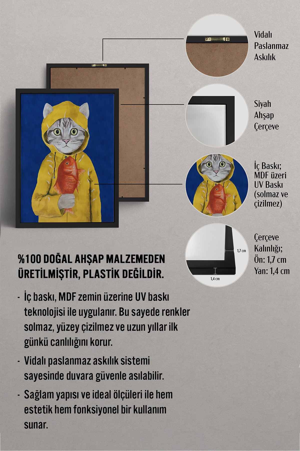 HOMEPACK Ahşap Çerçeveli Tablo Çerçeveli Poster Sanatsal Modern Duvar Dekoru BEK-8144