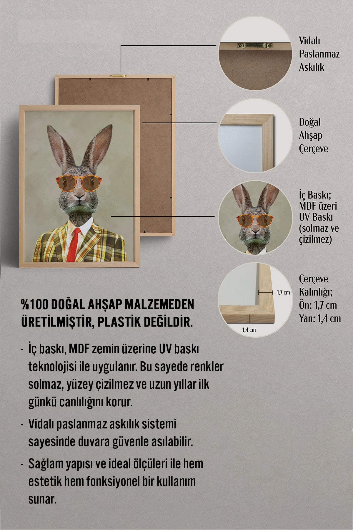 HOMEPACK Ahşap Çerçeveli Tablo Çerçeveli Poster Sanatsal Modern Duvar Dekoru BEK-8145