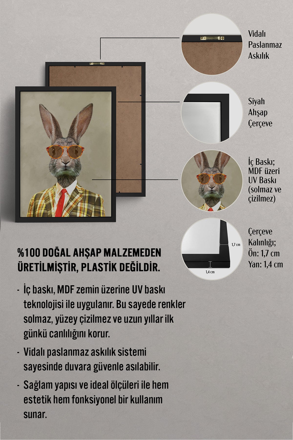 HOMEPACK Ahşap Çerçeveli Tablo Çerçeveli Poster Sanatsal Modern Duvar Dekoru BEK-8145