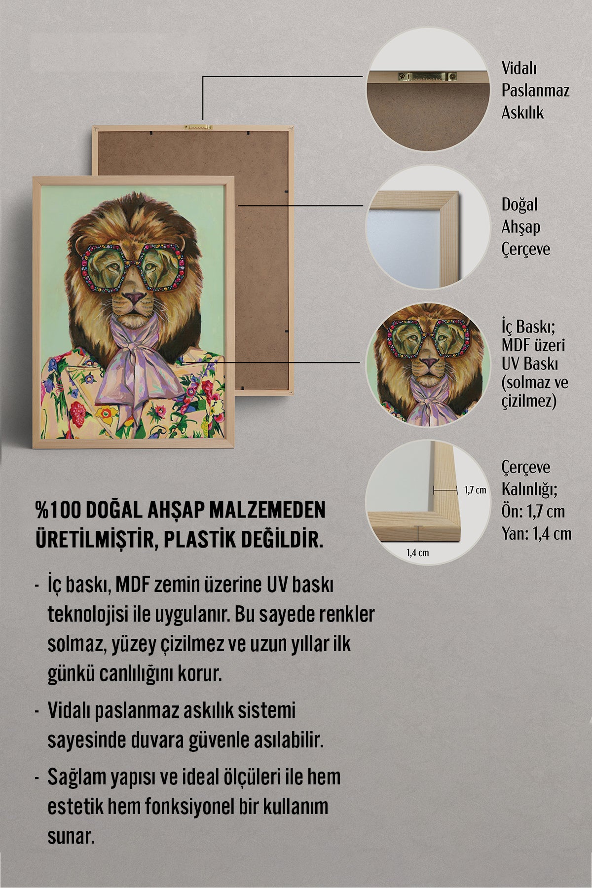 HOMEPACK Ahşap Çerçeveli Tablo Çerçeveli Poster Sanatsal Modern Duvar Dekoru BEK-8146