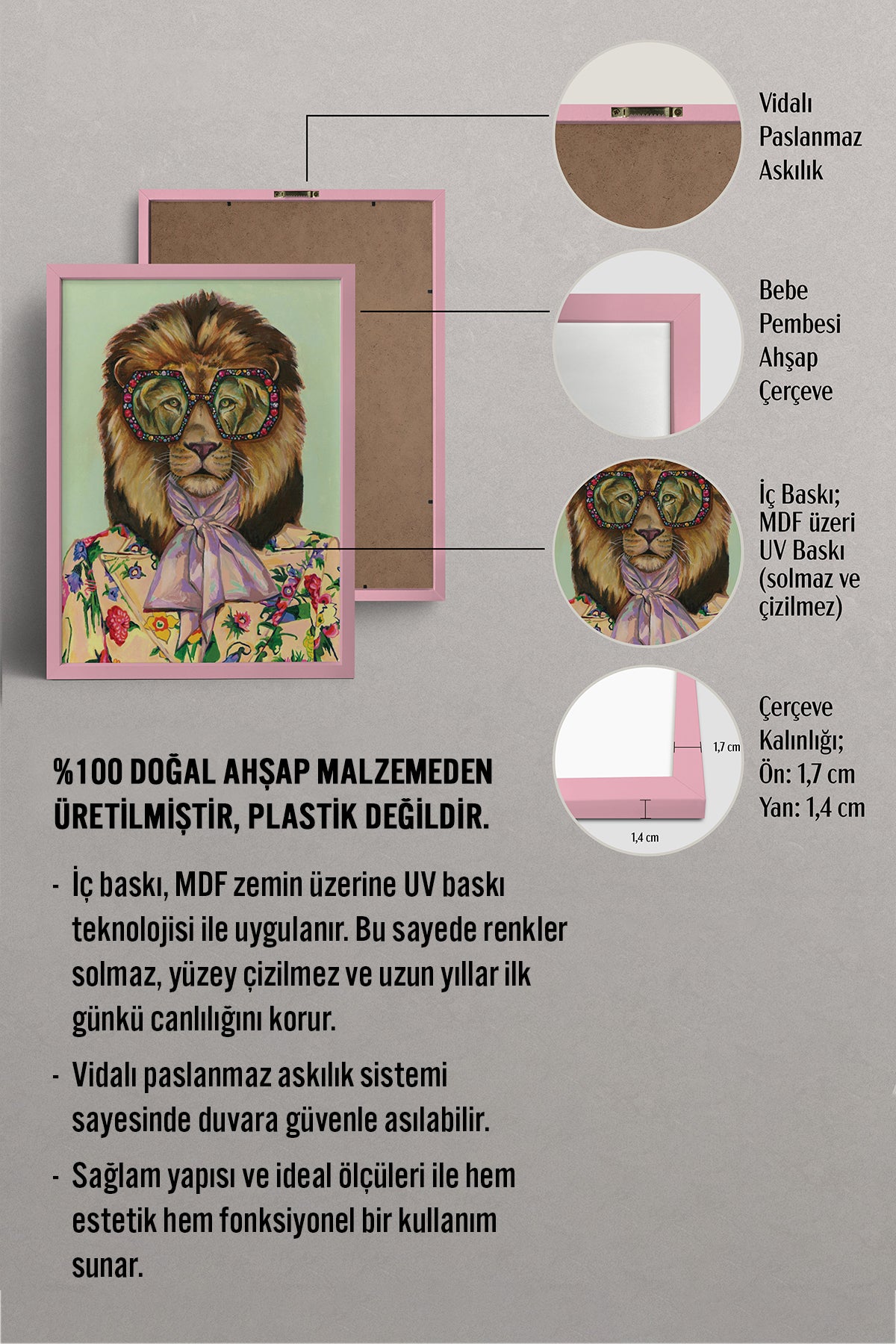 HOMEPACK Ahşap Çerçeveli Tablo Çerçeveli Poster Sanatsal Modern Duvar Dekoru BEK-8146