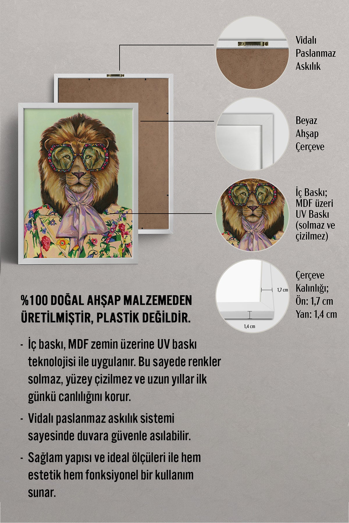 HOMEPACK Ahşap Çerçeveli Tablo Çerçeveli Poster Sanatsal Modern Duvar Dekoru BEK-8146