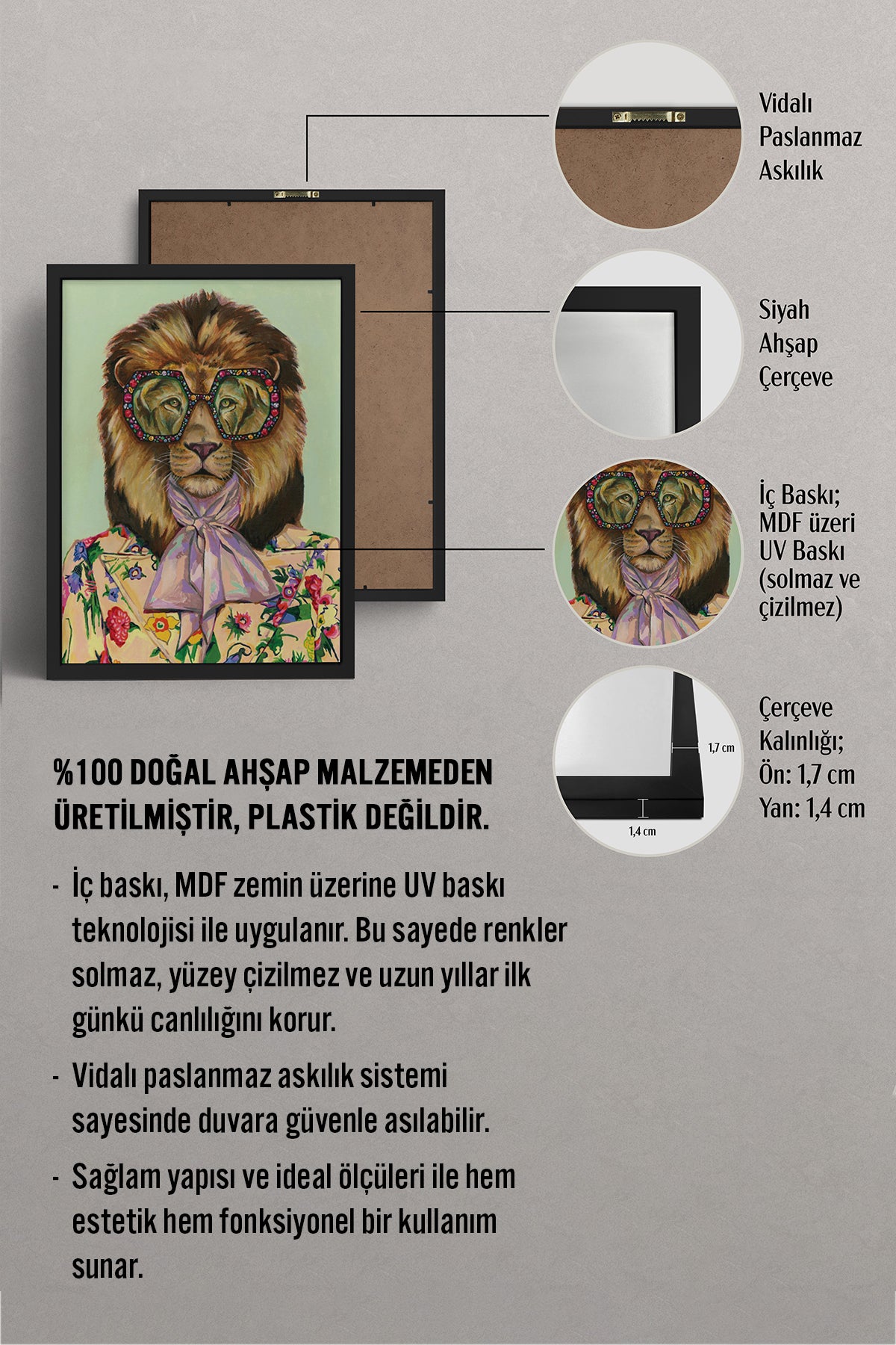 HOMEPACK Ahşap Çerçeveli Tablo Çerçeveli Poster Sanatsal Modern Duvar Dekoru BEK-8146