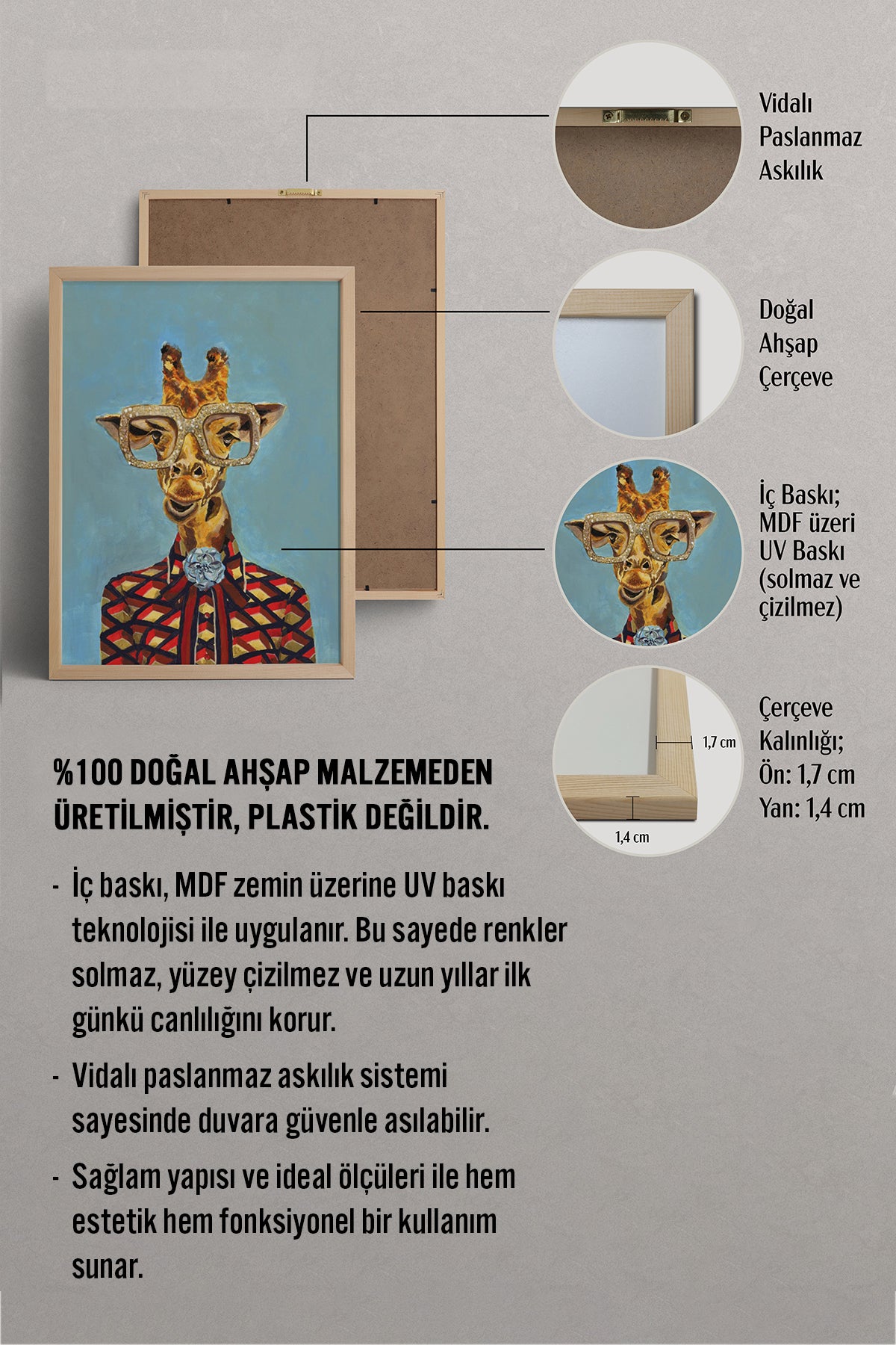 HOMEPACK Ahşap Çerçeveli Tablo Çerçeveli Poster Sanatsal Modern Duvar Dekoru BEK-8147